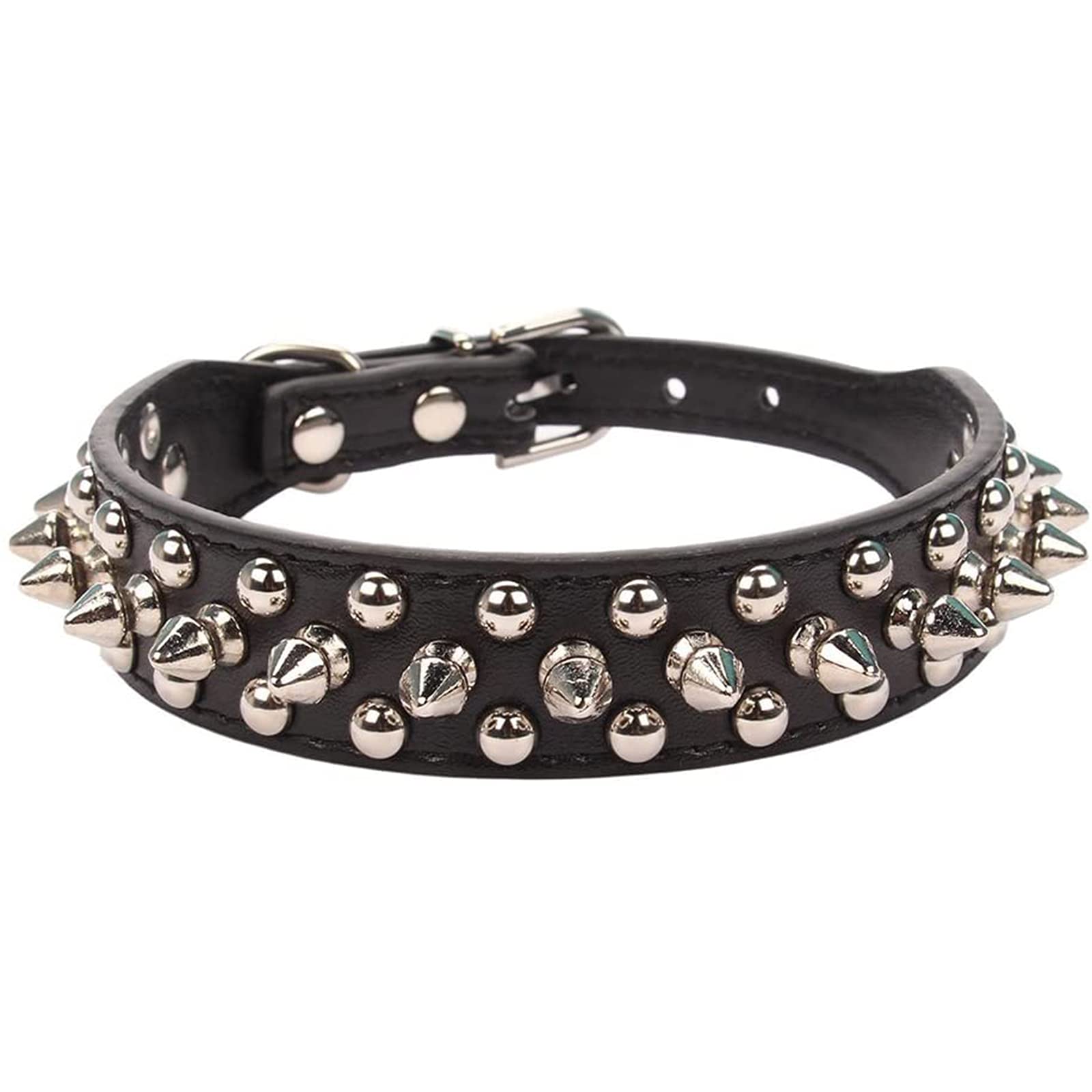 Petcare Spiked Dog Collar Black Soft Pu Leather Funny Mushrooms Rivet Spike Studded Puppy Collar Adjustable Outdoor Pet Dog Collar For Small Medium Large Dogs Cats Chihuahua Pug Pit Bull Dog Collars
