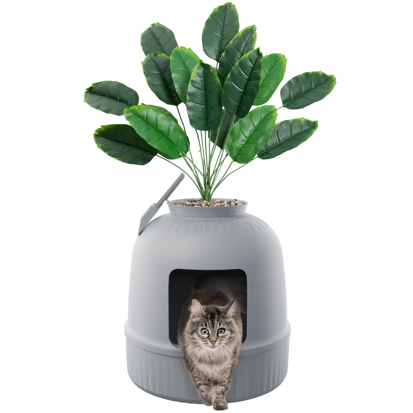 Lifewit Litter Box With Faux Plant & Scoop For Large Cat, Hidden Corner Enclosure Litter Tray With Odor Control & Carbon Filter 