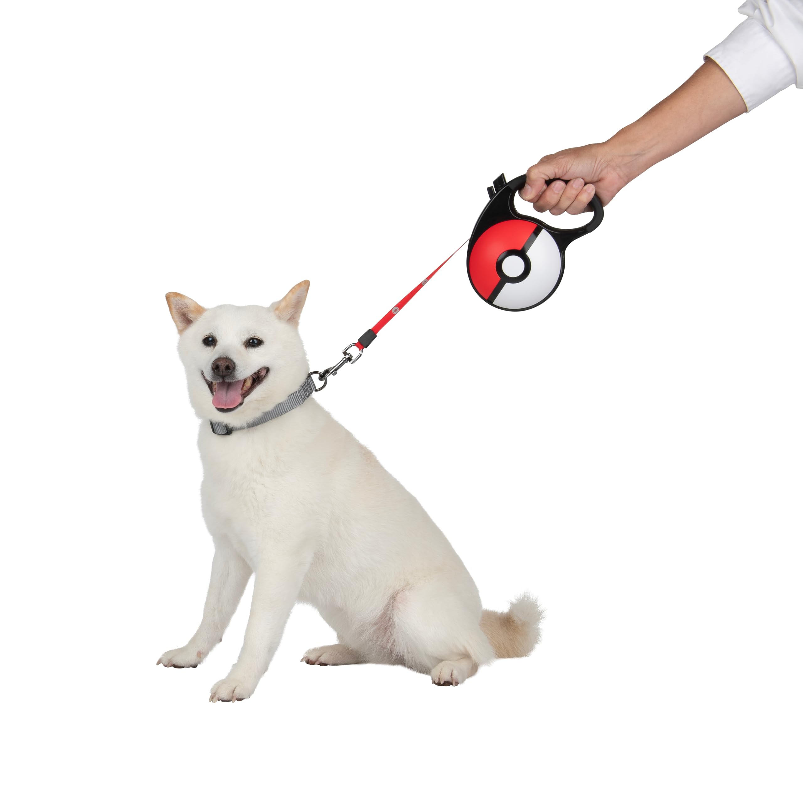 Pok  Mon Pok   Ball Retractable Pet Leash - 16 Ft. Retractable Leash With Reflective Tape, Handbrake, Lock, Comfort Grip And Met
