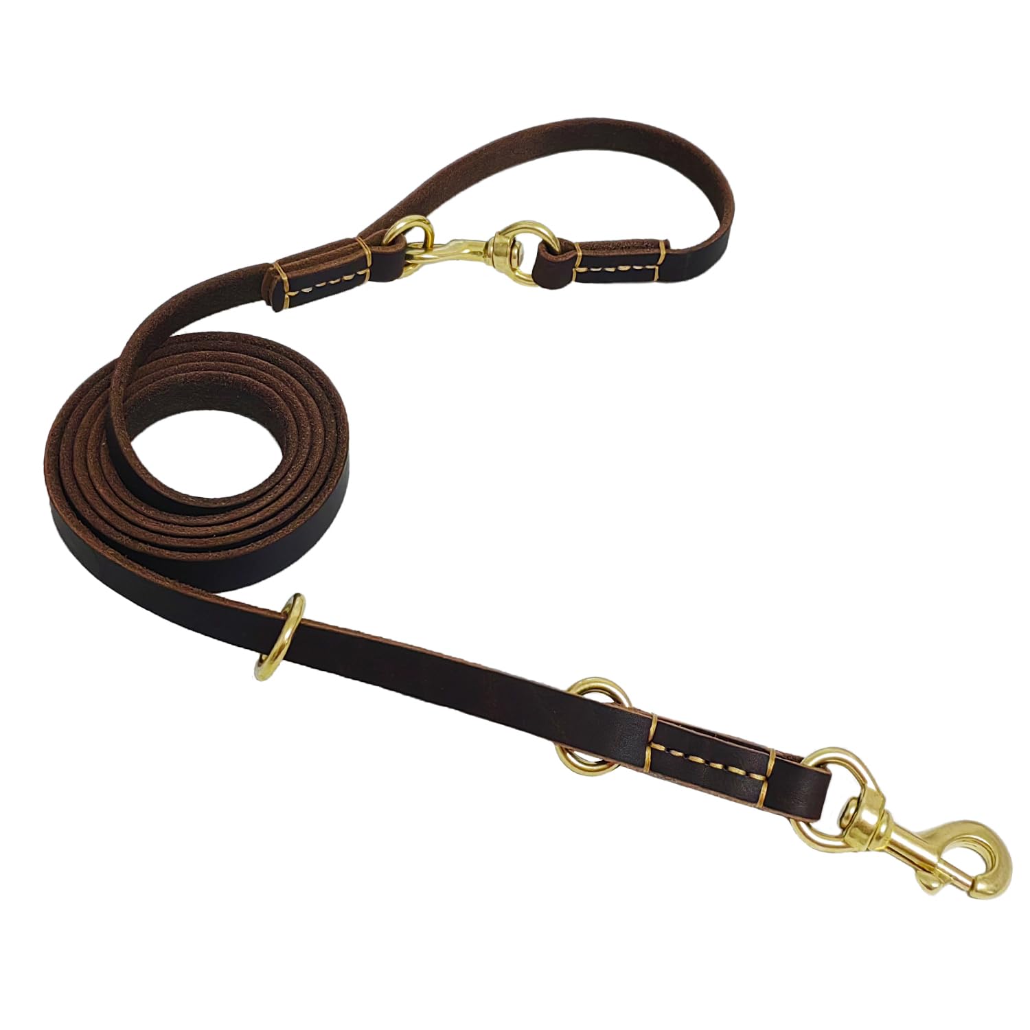 Lwbmg Leather Dog Leash 8Ft X 5/8Inch, Multi Function Leather Leashes For Dogs, Hands Free, Crossbody, Adjustable Waist Belt, Do