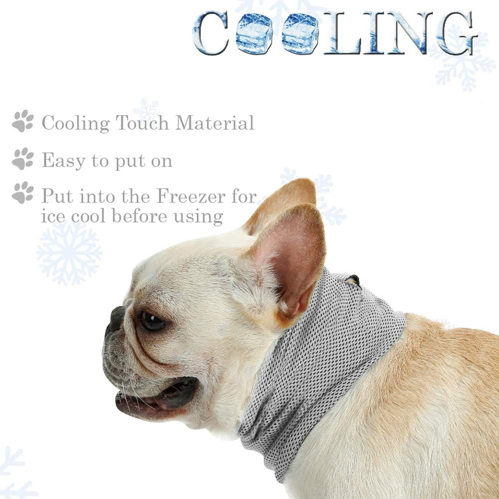 Delifur Dog Instant Cooling Bandana Pet Breathable Scarf Cats Ice Collar For Summer (Grey, M)