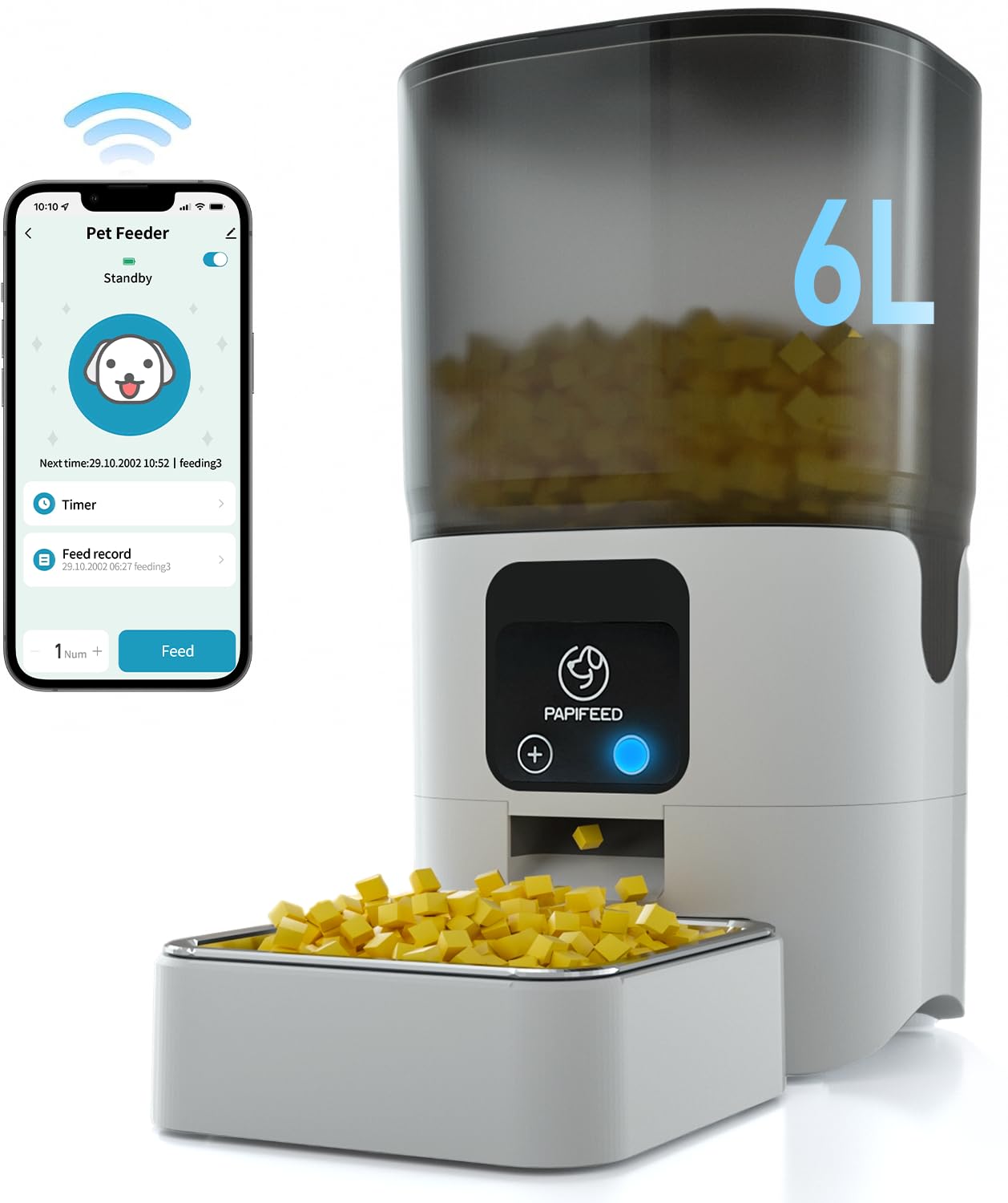 PAPIFEED Smart Automatic Cat Feeders: WiFi Pet Feeder with APP Control for Remote Feeding, Detachable for Easy Clean, Automatic 