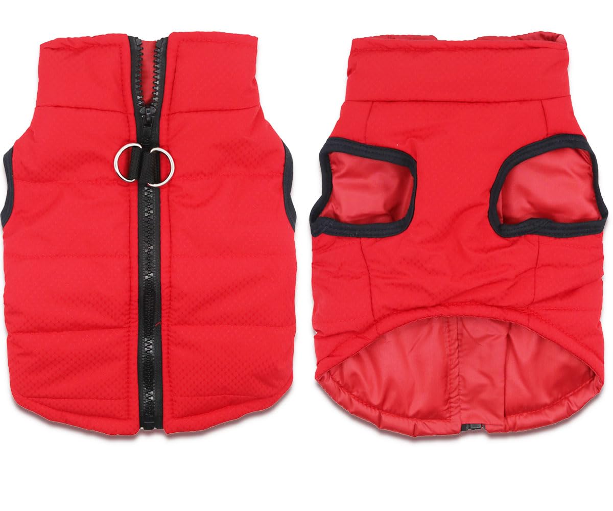 Small Dog Coats Warm Winter Dog Jacket Pet Dog Jackets Puppy Cold Weather Coat Pet Clothes For Small Dogs, Red, X-Small