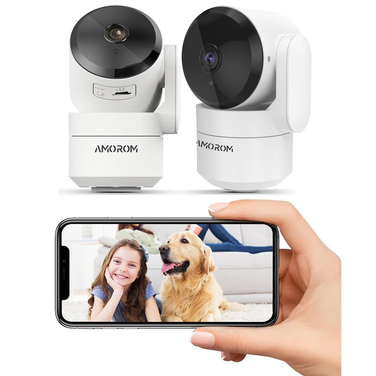 2 Pack Indoor Security Cameras Wireless, 360 Camera For Home/Pet/Baby With Night Vision, Ai Motion Detection, 2-Way Audio, Local