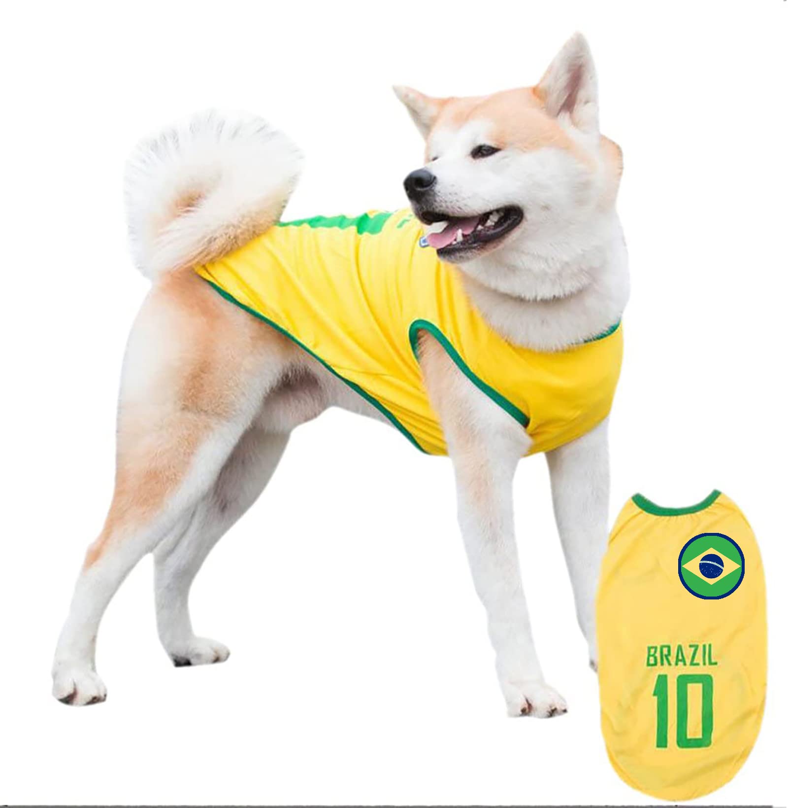 Gabefish Dog World Cup T Shirt Pets Football Jersey Sports Soccer National Team Vest Cat Summer Cool Clothes Apparel Brazil 2X-Large