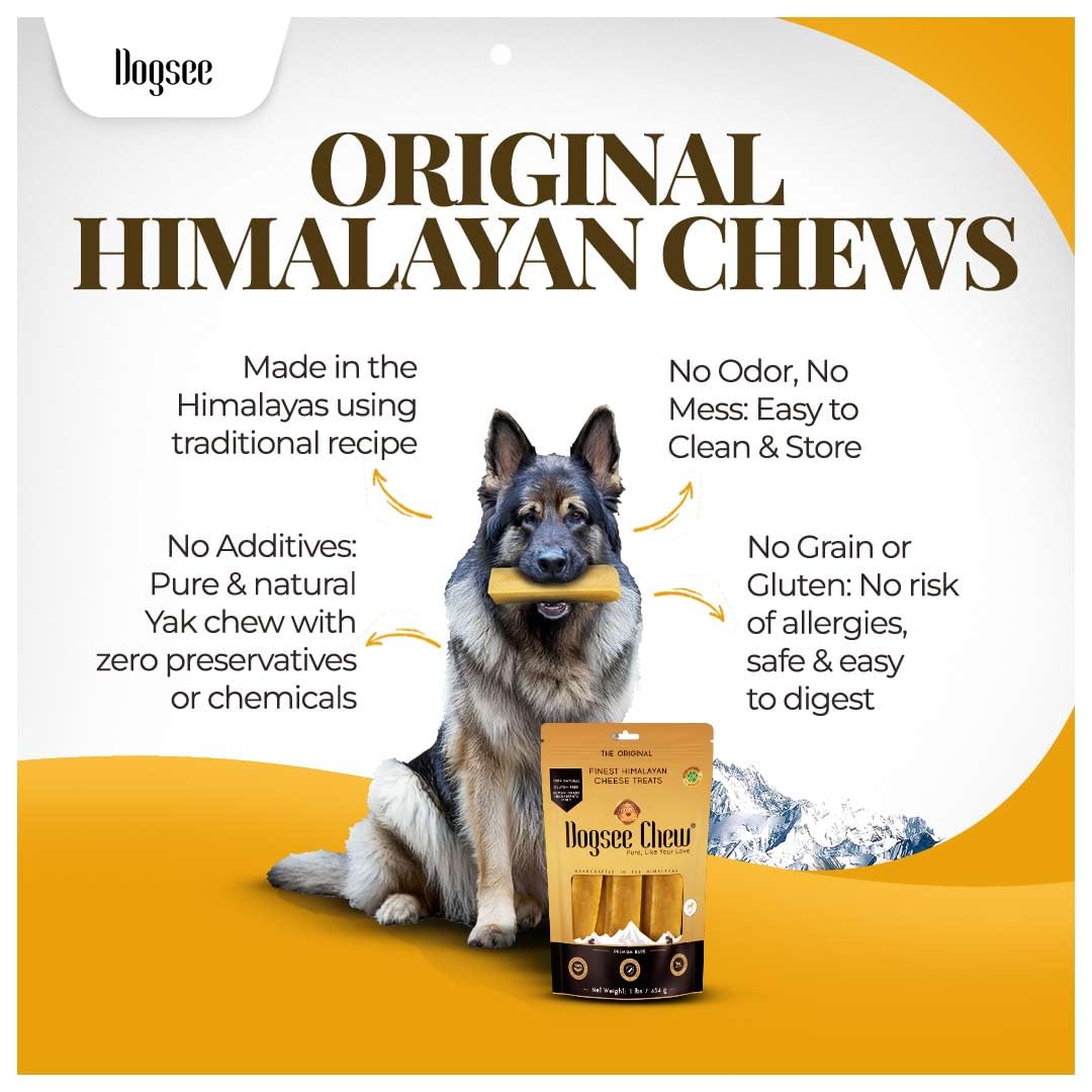 Dogsee Chew Dog Dental Chews | Long Lasting Dog Chews for Large Dogs | Yak Cheese Flavored Himalayan Dog Chew That Will Lower Th