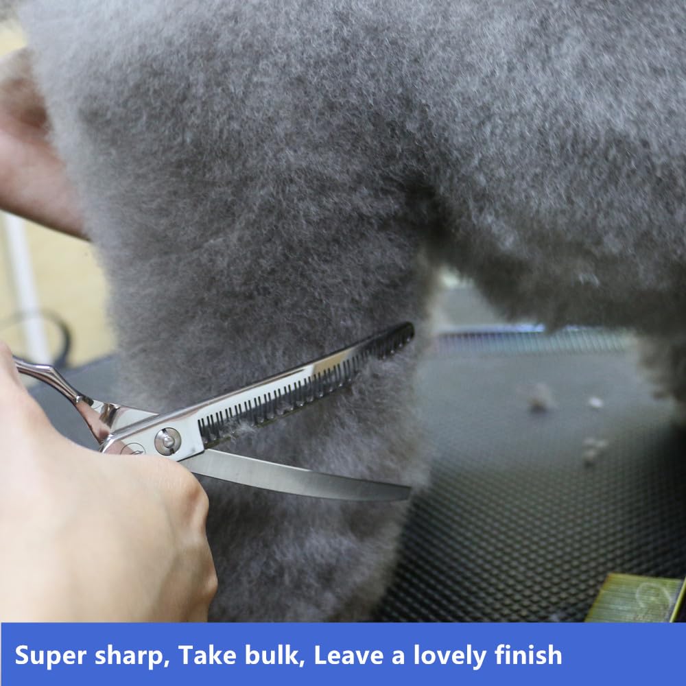 Hashimoto Curved Eraser Dog Grooming Scissors, 23 Teeth,7.0 Inch,80% Thinning Rate,Light Weight, Designed For Bulking Off Coat Q