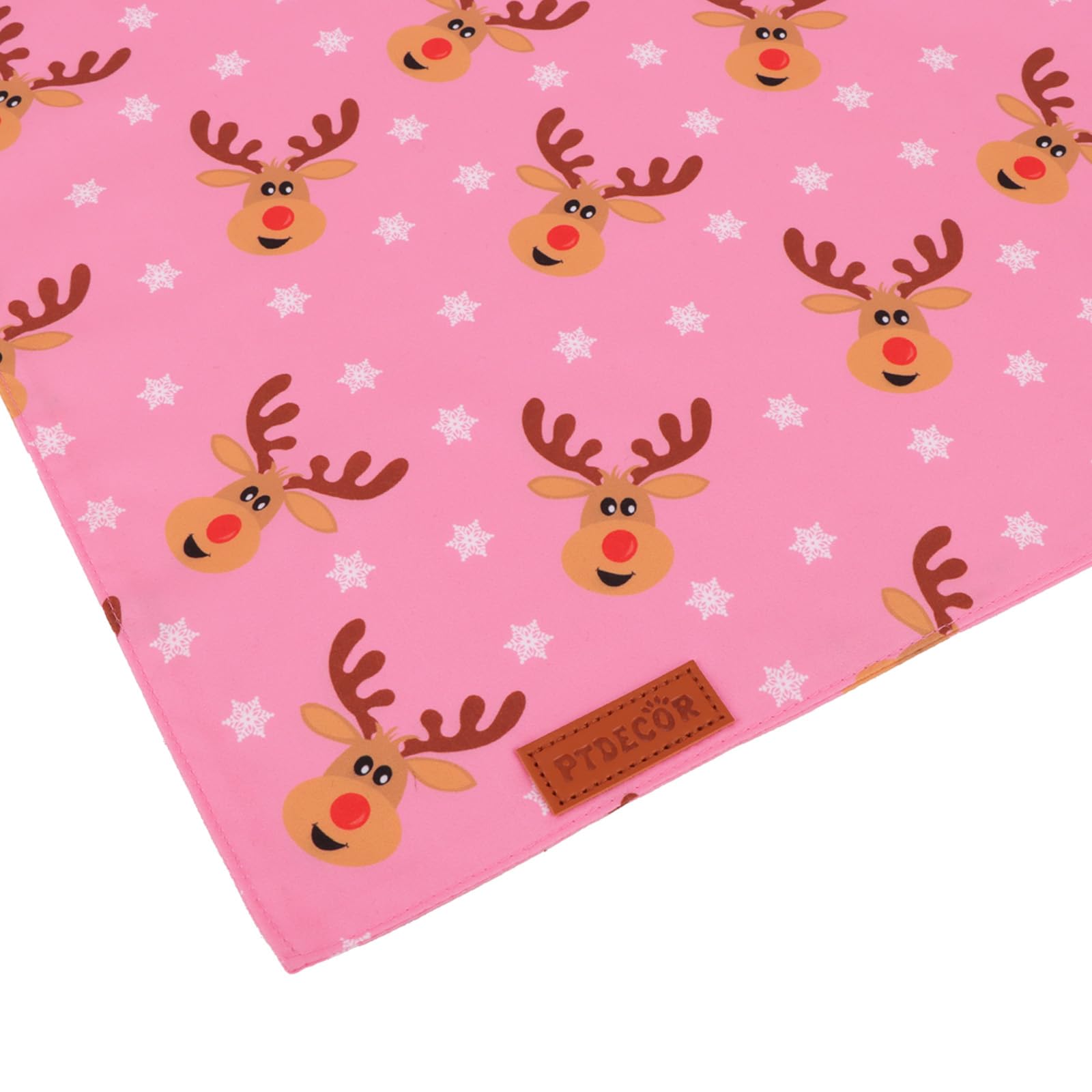 Ptdecor Christmas Dog Bandana,Xmas Pink Scarf Santa Deer Reversible Holiday Dog Scarf, Female Christmas Bandanas For Medium Larg