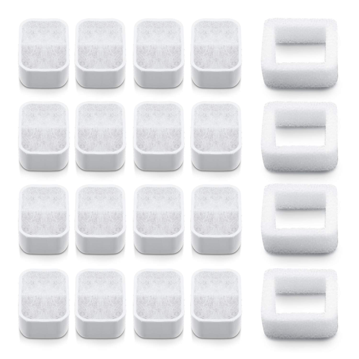 Ceramic Cat Water Fountain Replacement Filters, 16 Pack Pet Fountain Replacement Filters And 4 Pack Foam Filters For Tritone/Fiu