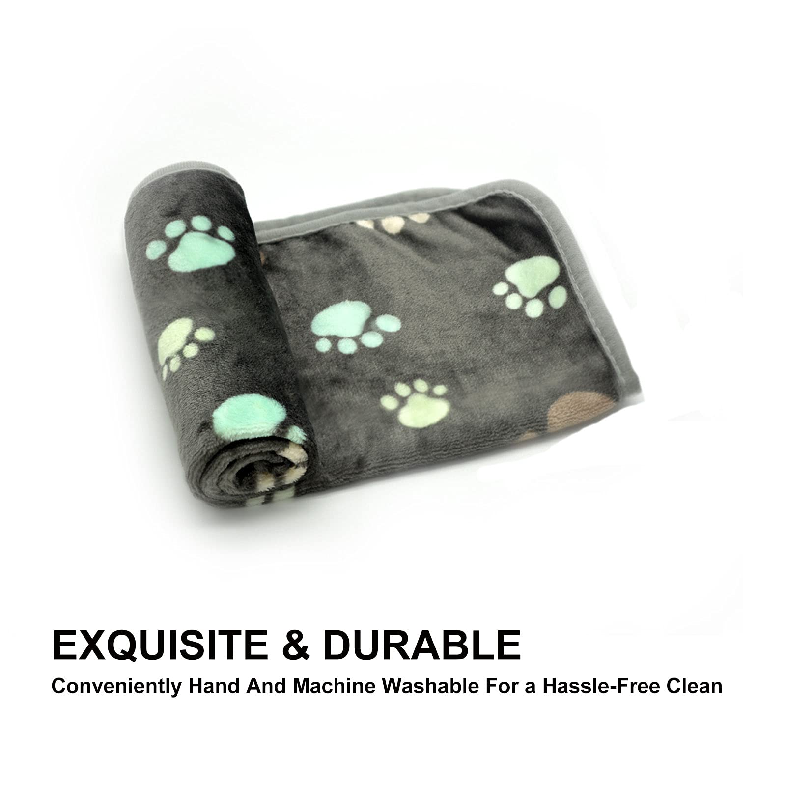1 Pack 3 Puppy Blankets Super Soft Warm Sleep Mat Grey PAW Print Blanket Fleece Pet Blanket Dog Blankets for Small Dogs Puppy Do