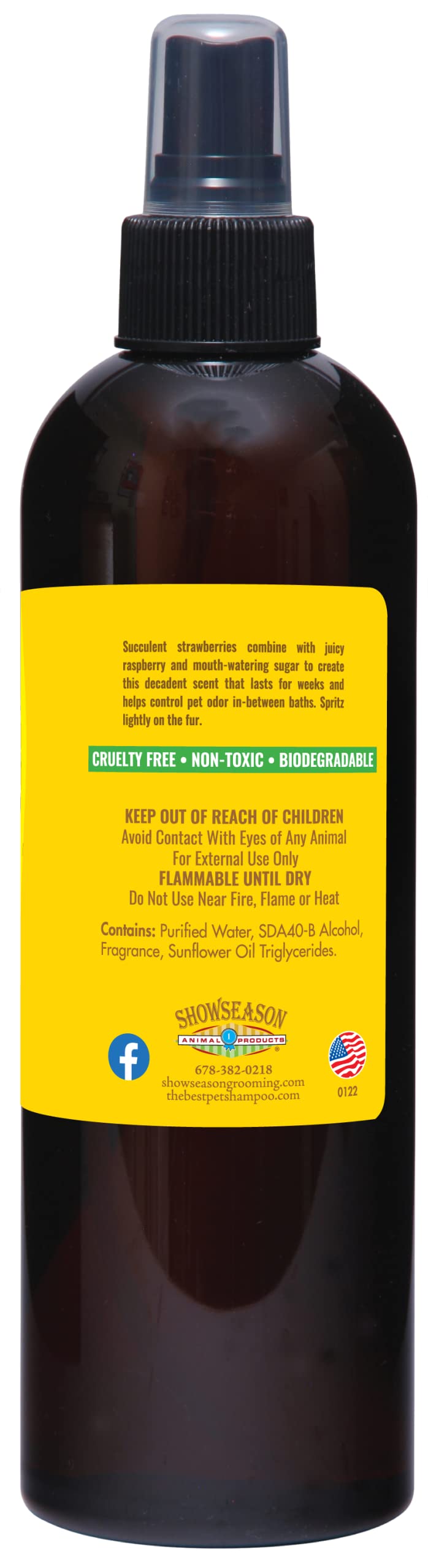 Showseason Bath & Brush Therapies Sensual Strawberry Pet Cologne 12.5 oz. For Dogs | Long-Lasting, Fruity Scent | Paraben-Free |