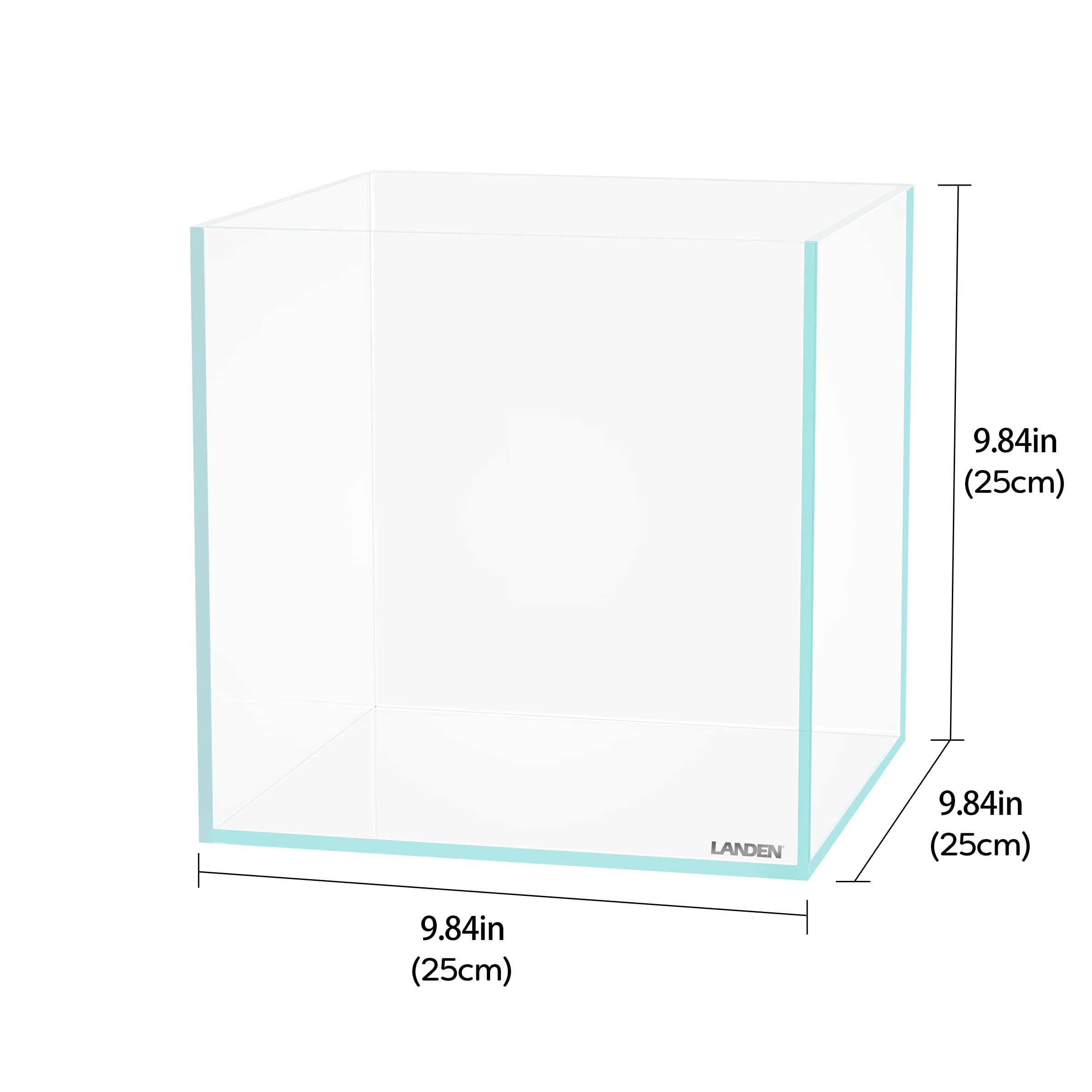 LANDEN Glass Air Aquarium Tank Multi-Scene Landscape Aquarium, 1.6Gallon Rimless Low Iron Shallow Tank,10.63'' W  10.63'' D  4.7