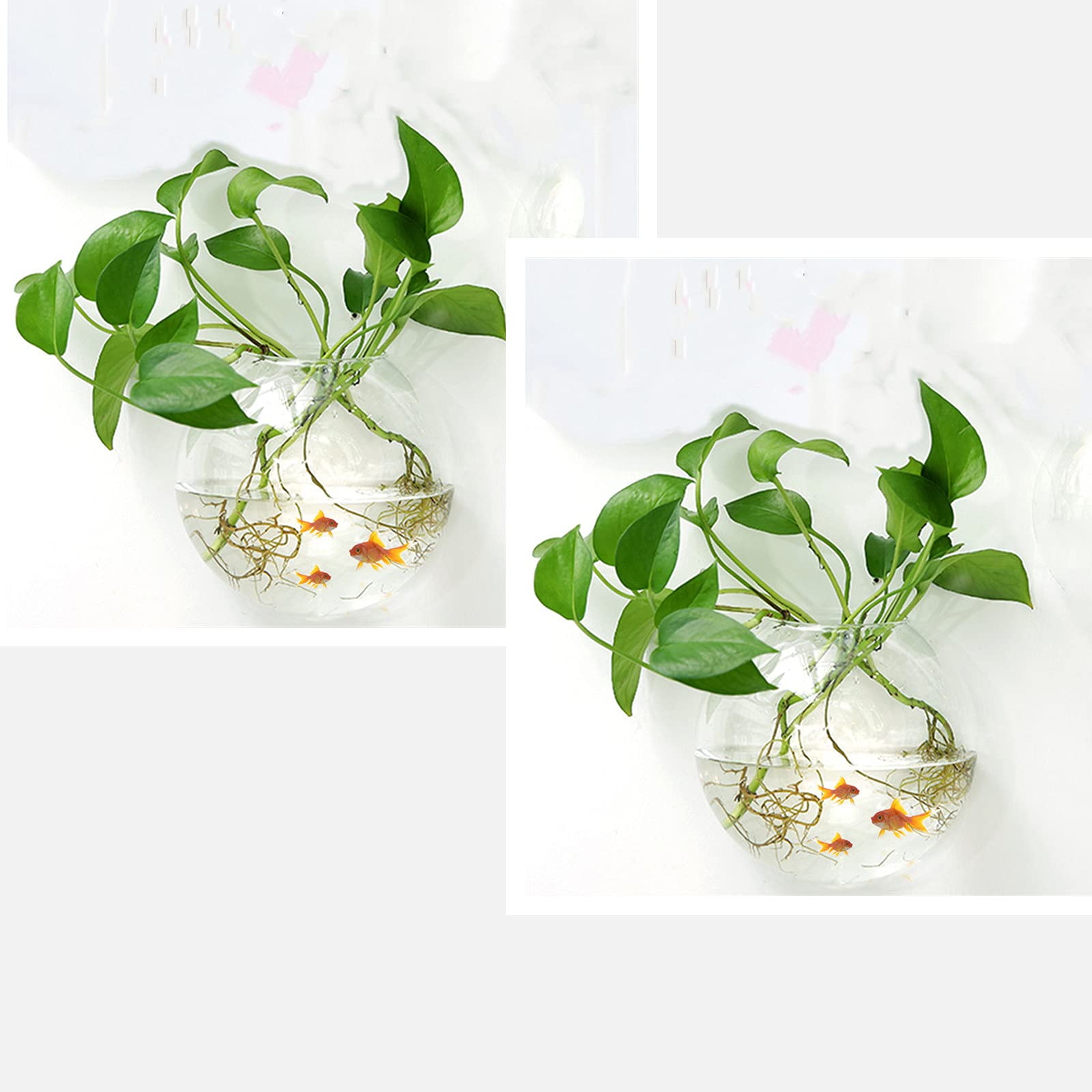 Acjryo 2Pack Wall Hanging Fish Tank,Mounted Fish Bowl Betta Tank Fish Plant Tanks Hanging Fish Bowl Plant Vase Home Decoration Pot