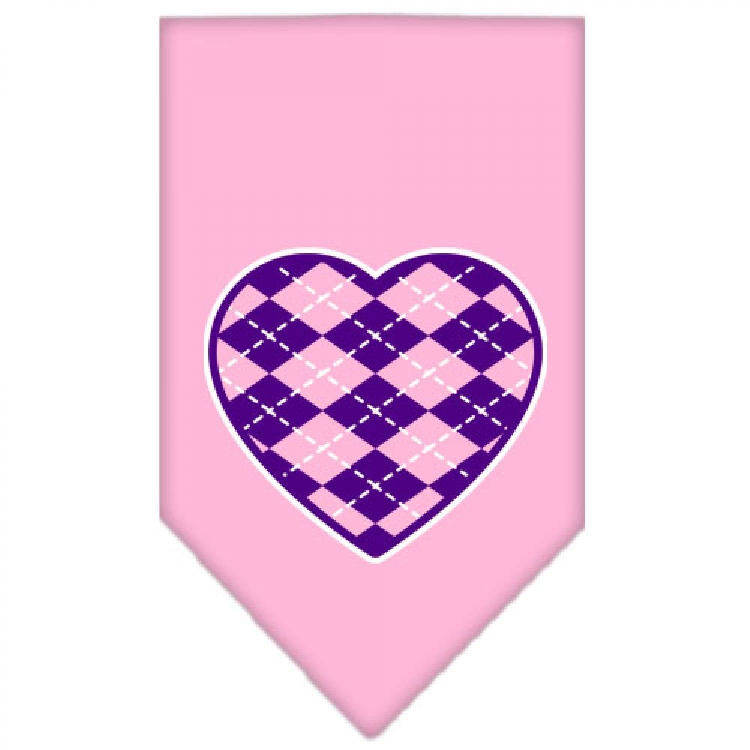 Mirage Pet Products Argyle Heart Purple Screen Print Bandana for Pets, Small, Light Pink