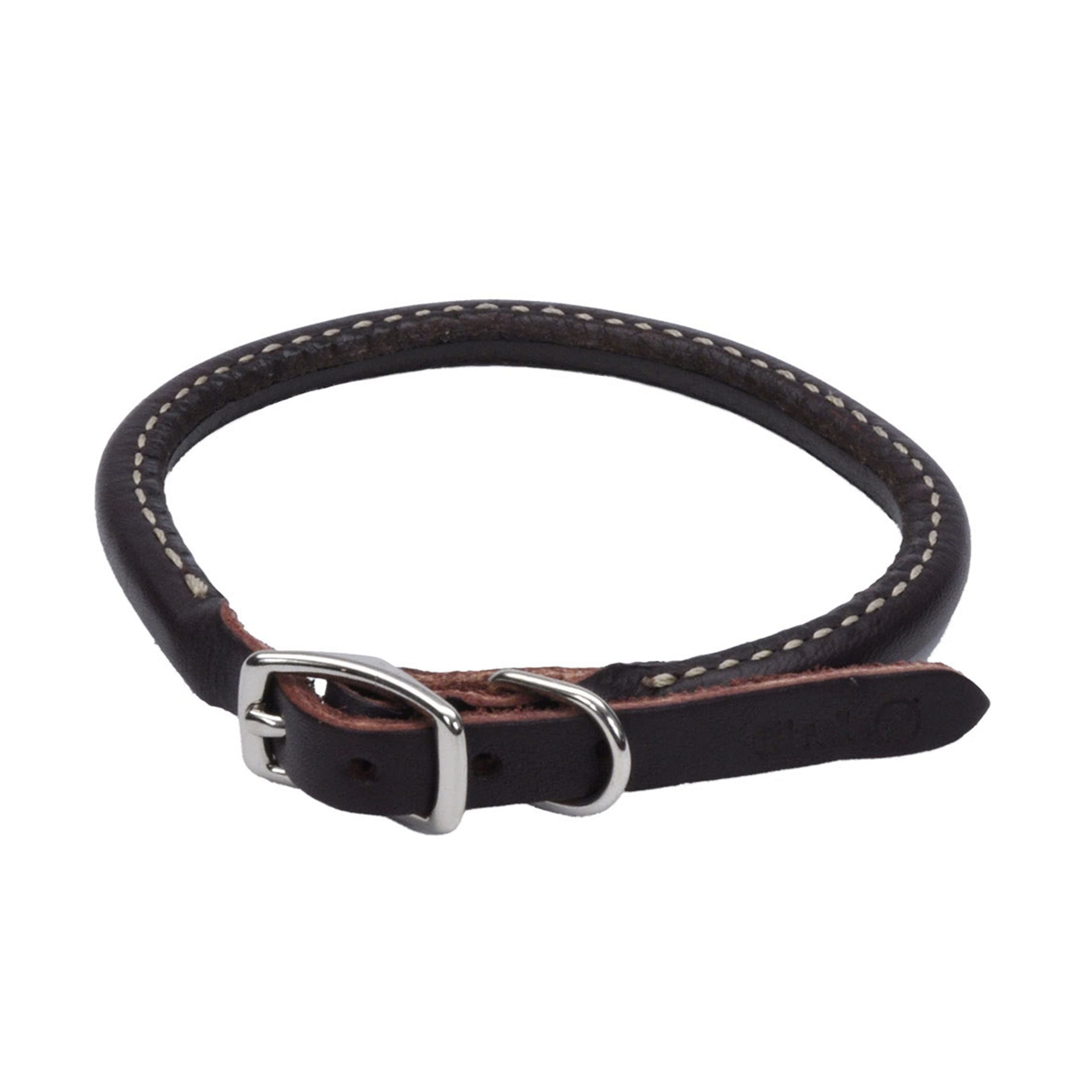 Coastal Pet Circle T Latigo Leather Round Dog Collar - Handcrafted Leather Pet Collar For Dogs - Comfortable For Dogs With Long Hair Or Sensitive Skin - 3/8' X 20'