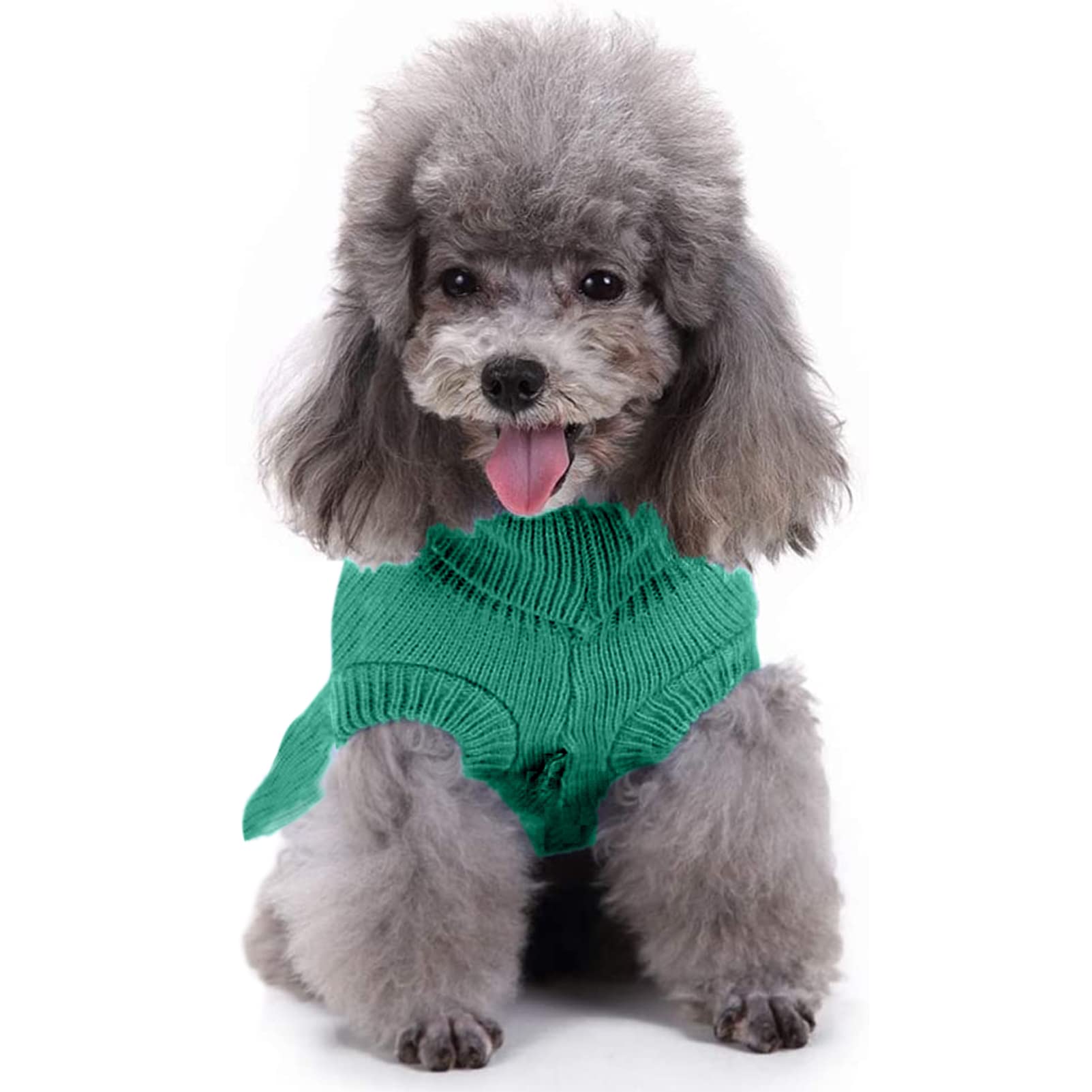 Chborchicen Small Dog Sweaters Knitted Pet Cat Warm Dog Sweatshirt Winter Clothes Kitten Puppy Sweater (Xs, Dress-Green)