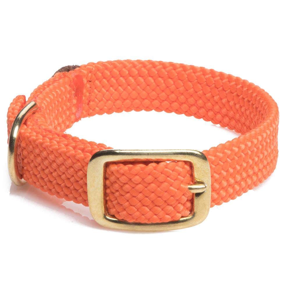 Mendota Pet Double Braid Collar - Brass - Dog Collar - Made In The Usa - Orange, 9/16 In X 14 In Junior