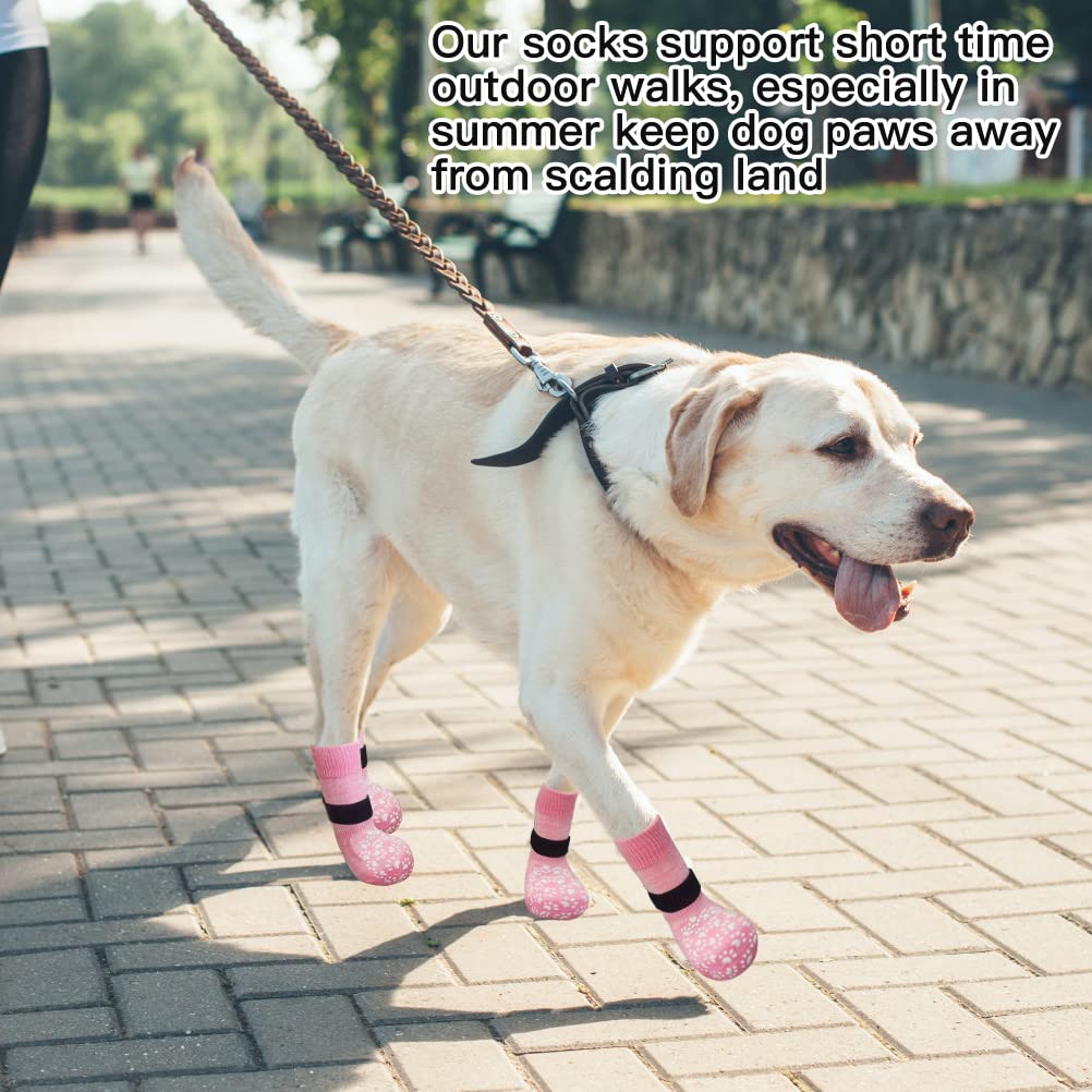 Expawlorer Double Side Anti-Slip Dog Socks 2 Pairs - Adjustable Pet Paw Protector With Strap, Traction Control Non-Skid For Indoor On Hardwood Floor Wear, Paw Protection For Puppy Dogs