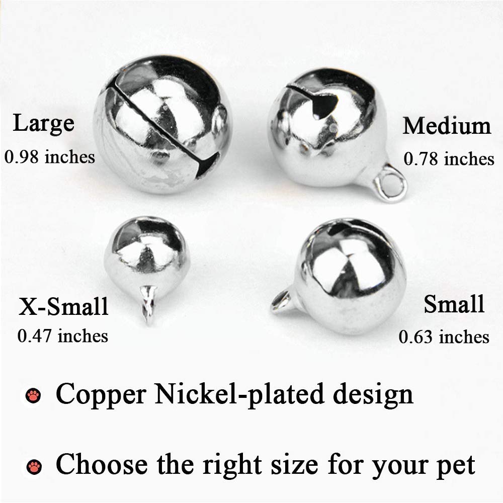 Ivia Pet 4 Sets Cat Bell For Dog Collar Charm Training Pet Pendant Accessories With 2 Pack Stainless Steel Dog Tag Clips(2 X-Small Silver)