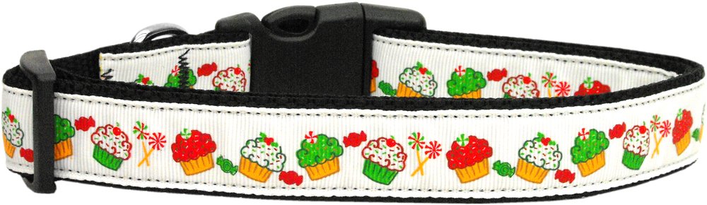 Christmas Pet Dog & Cat Nylon Collar or Leash, &quot;Christmas Cupcakes&quot; MD Collar