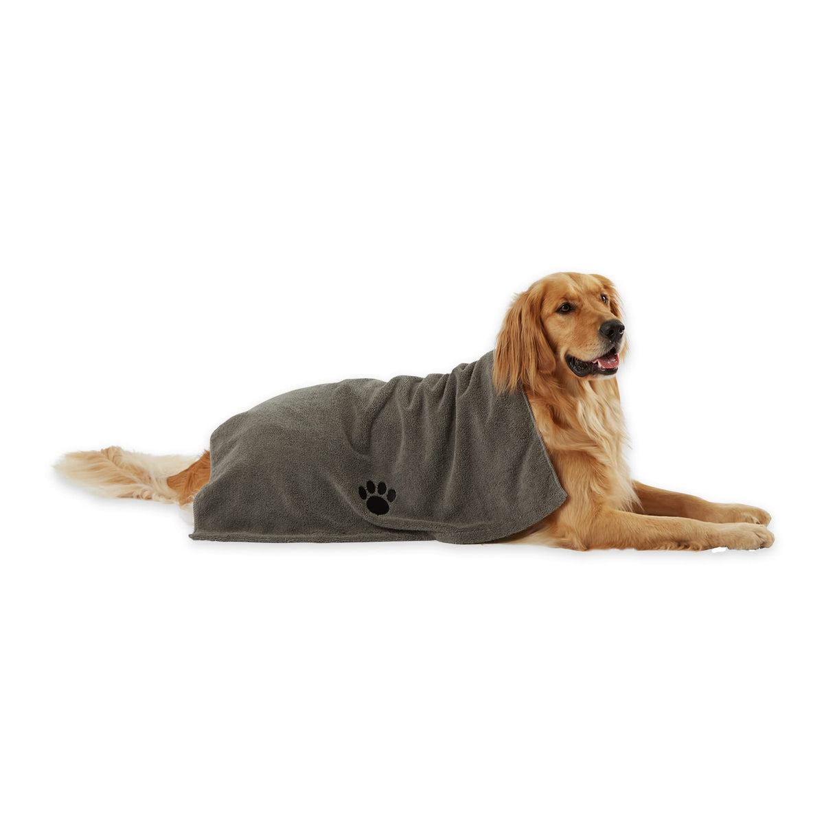 Bone Dry Pet Grooming Towel Collection Absorbent Microfiber X-Large, 41X23.5'', Embroidered Gray