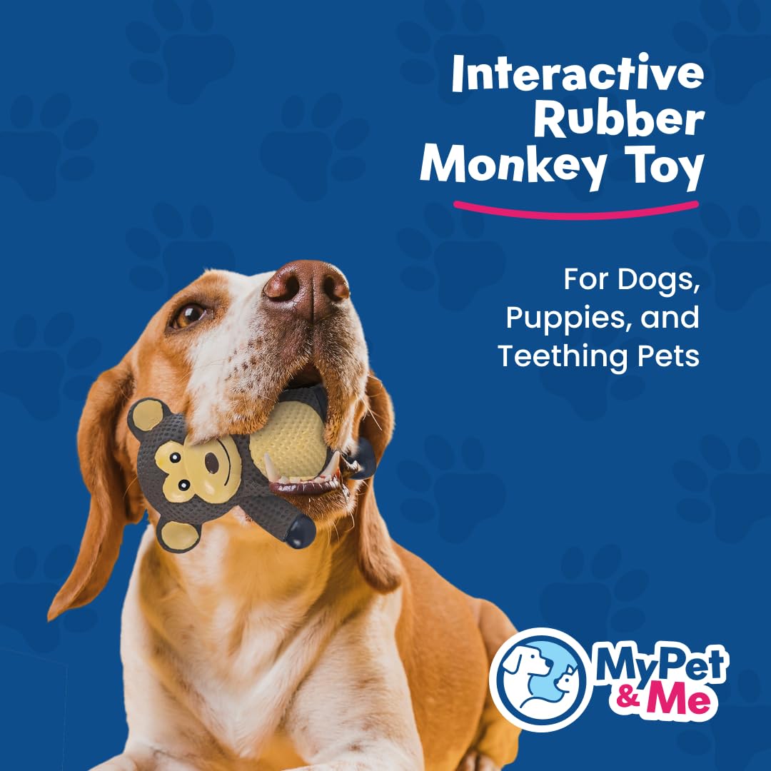 My Pet & Me Squeaky Dog Toy - Durable Rubber Chew Toy for Puppies, 4.3 Inch, Brown Monkey, Model 24SLT