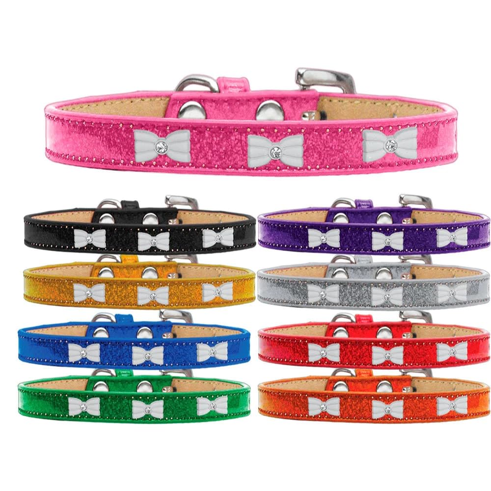Dog, Puppy & Pet Widget Ice Cream Collar, White Bow Gold 10