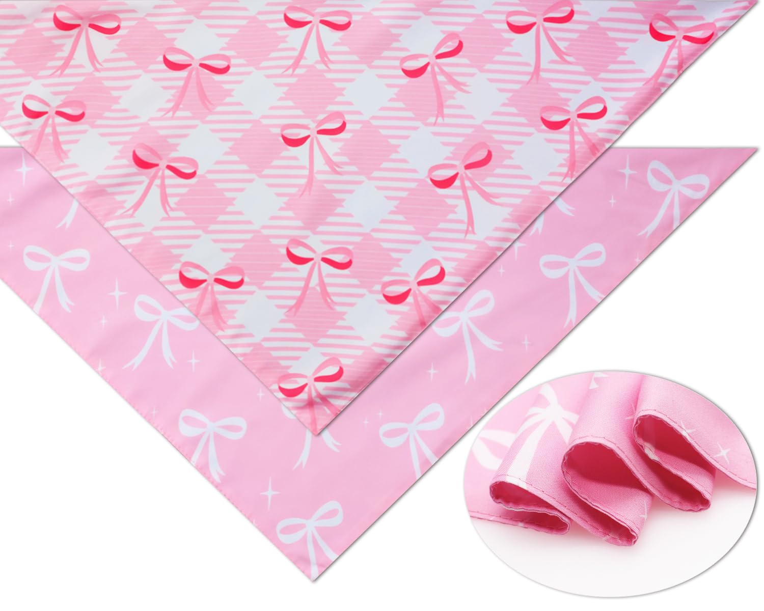 Cozyhaus Pink Bow Dog Bandanas,Pink Spring Summer Scarf For Girls,Cute Coquette Bowknot Dog Kerchief Gifts,Triangle Pet Outfits