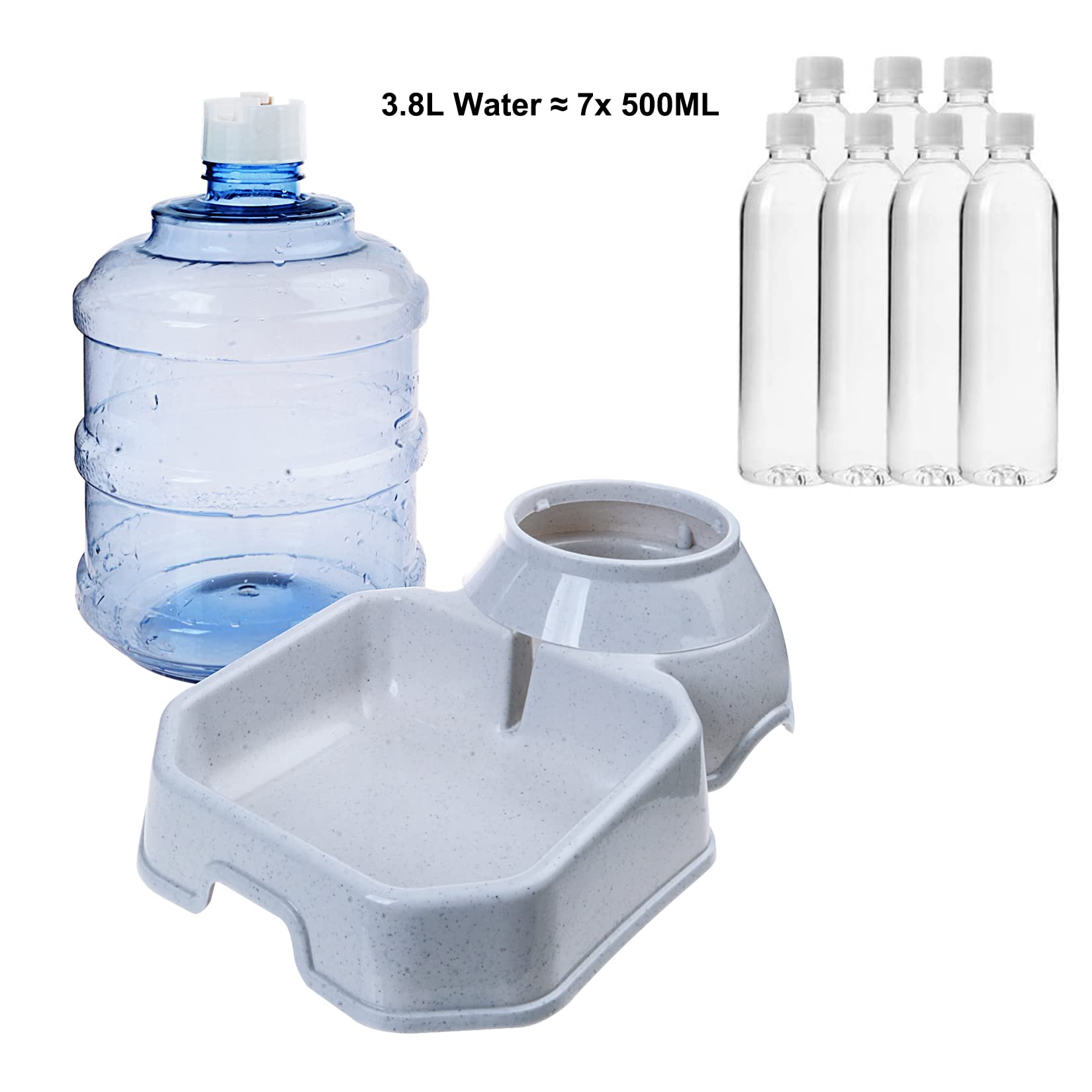 Pet Water Dispenser Station - 1 Gal Replenish Pet Waterer For Dog Cat Animal Automatic Gravity Water Drinking Fountain Bottle Bowl Dish Stand
