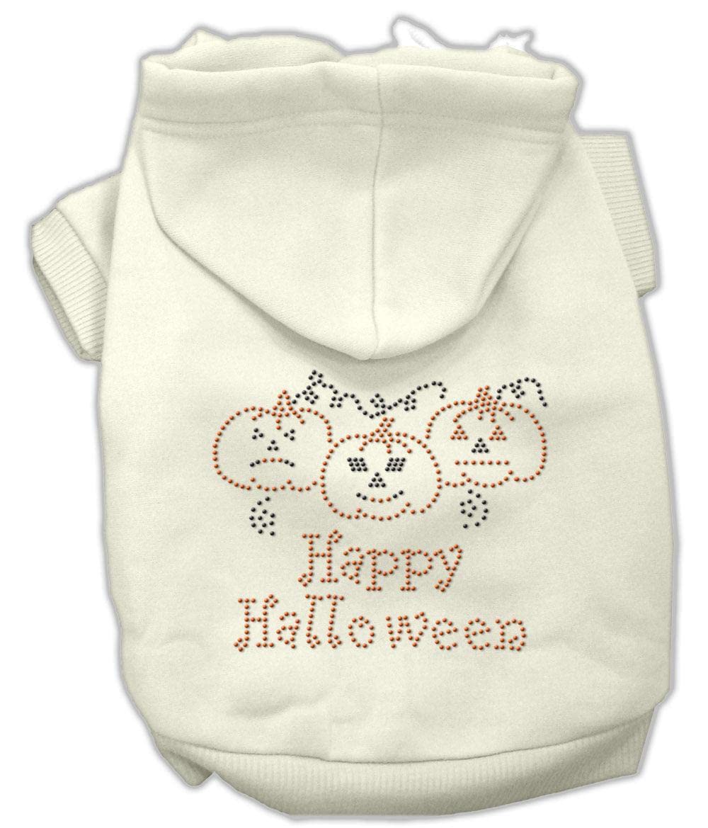 Mirage Pet Products 8-Inch Happy Halloween Rhinestone Hoodies, X-Small, Baby Blue