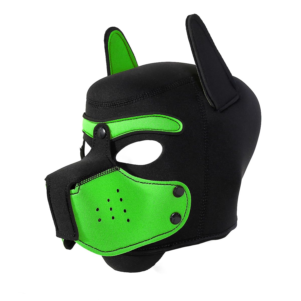 Neoprene Puppy Face Muzzle Dog Removable Full Face Pup Hood Mask (Green, One Size)
