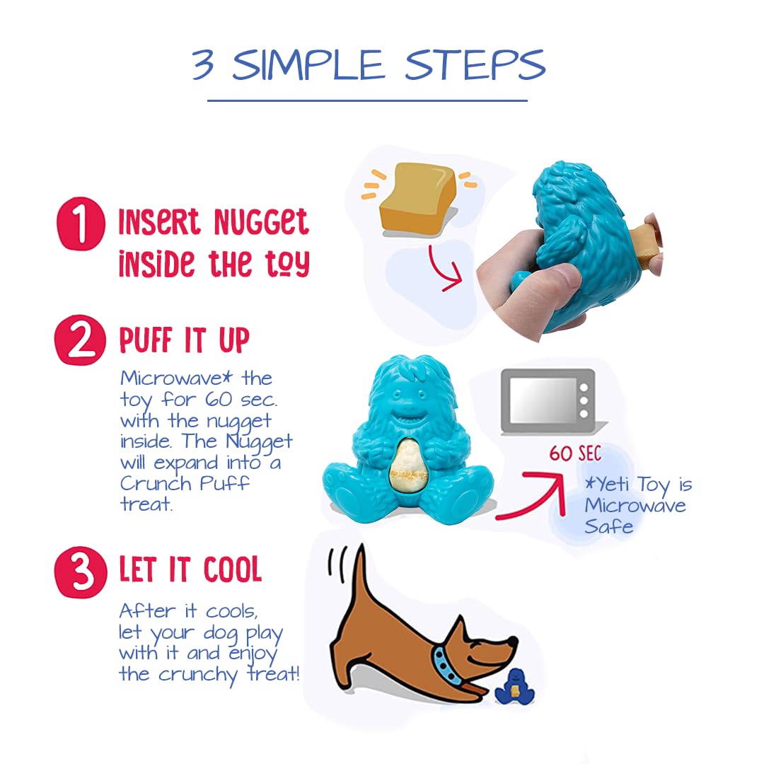 Yeti Puff & Play Dog Toy – Chew Holder & Treat Dispenser For Light To Moderate Chewers – Interactive Puzzle Toy For Teething & Behavior Training – Yeti Orange (Pink, Yeti)