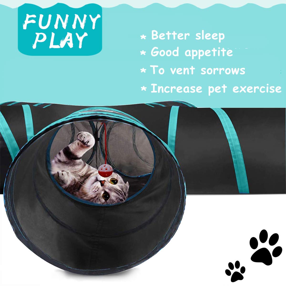 Cat Tunnel Toy 5 Way, Collapsible Cat Playhouse Pet Play Tunnel Tube With Storage Bag For Cats, Puppy, Rabbits, Ferret, Guinea Pig, Indoor And Outdoor Use