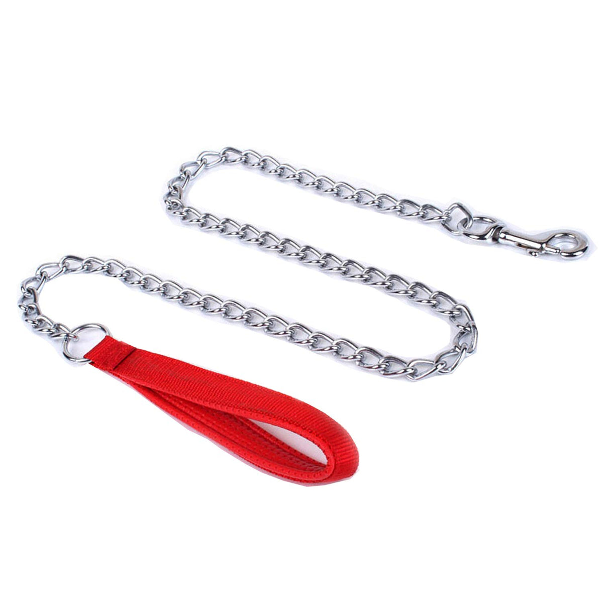 Petiry 6 Feet Chain Leash Chew Proof Metal Dog Leash With Soft Padded Handle,Red