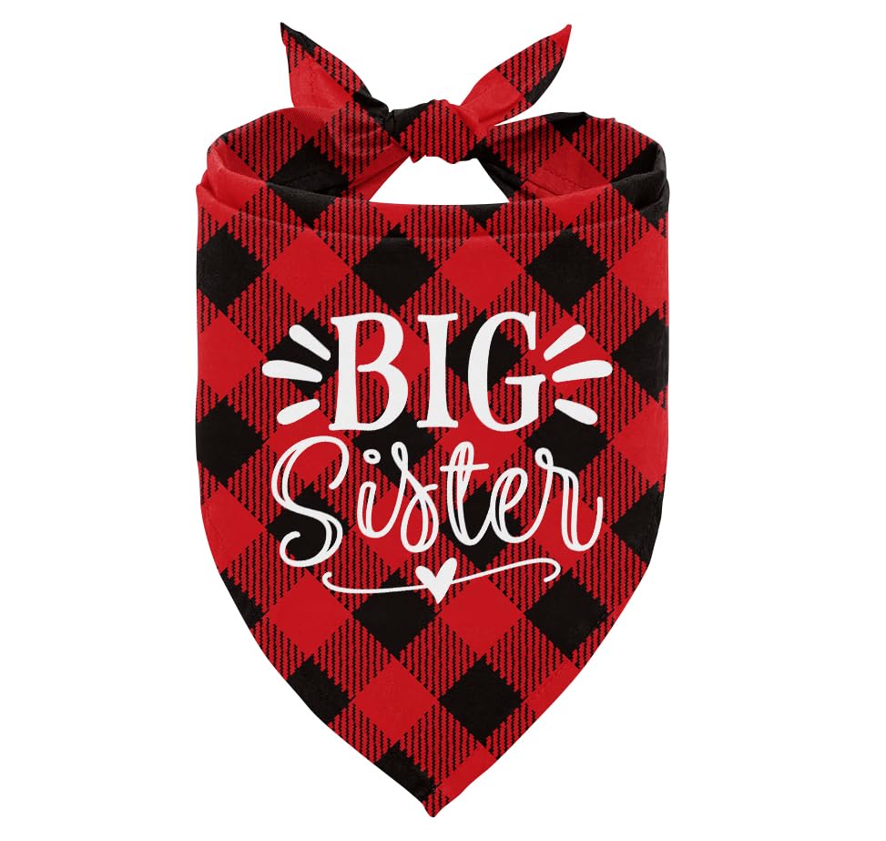 Big Sister Buffalo Plaid Plaid Plaid Blue Camo Pet Scarf Dog Bandana Accessories Poppy For Small Medium Large Gift, Puppy Announ