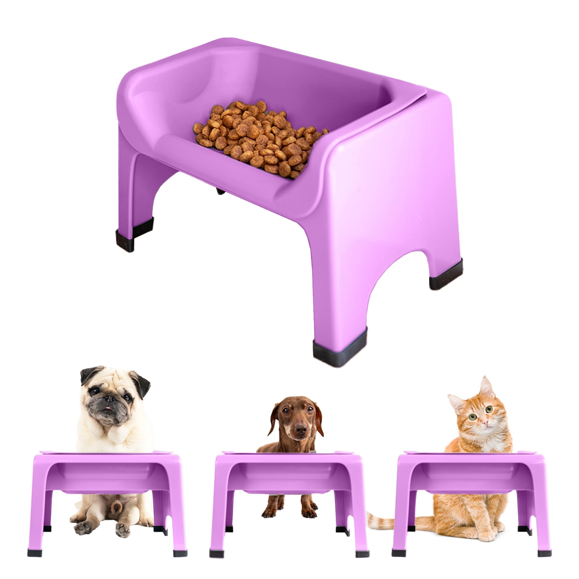 Fluff Trough Elevated Dog Bowl for Food | 5inch Tall Cat & Dog Feeding Station | Vet Approved Non-Toxic Silicone Feeder Bowl Ins