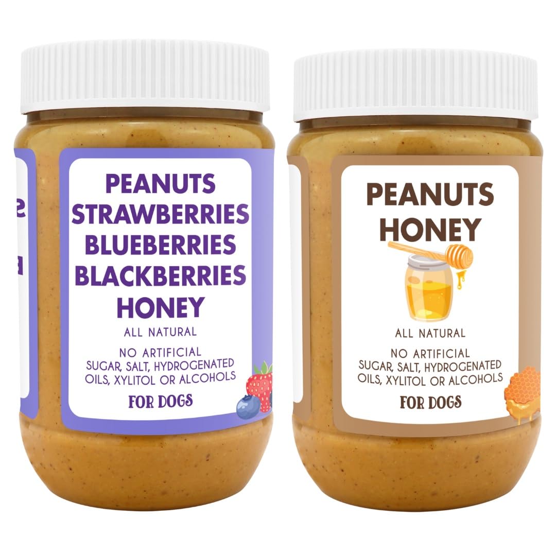 Superberry Snoot + Ruff Ruff Raw Buddy Budder, Natural Dog Peanut Butter, Dog Treat, Made in USA (Set of 2, 17oz Jars)