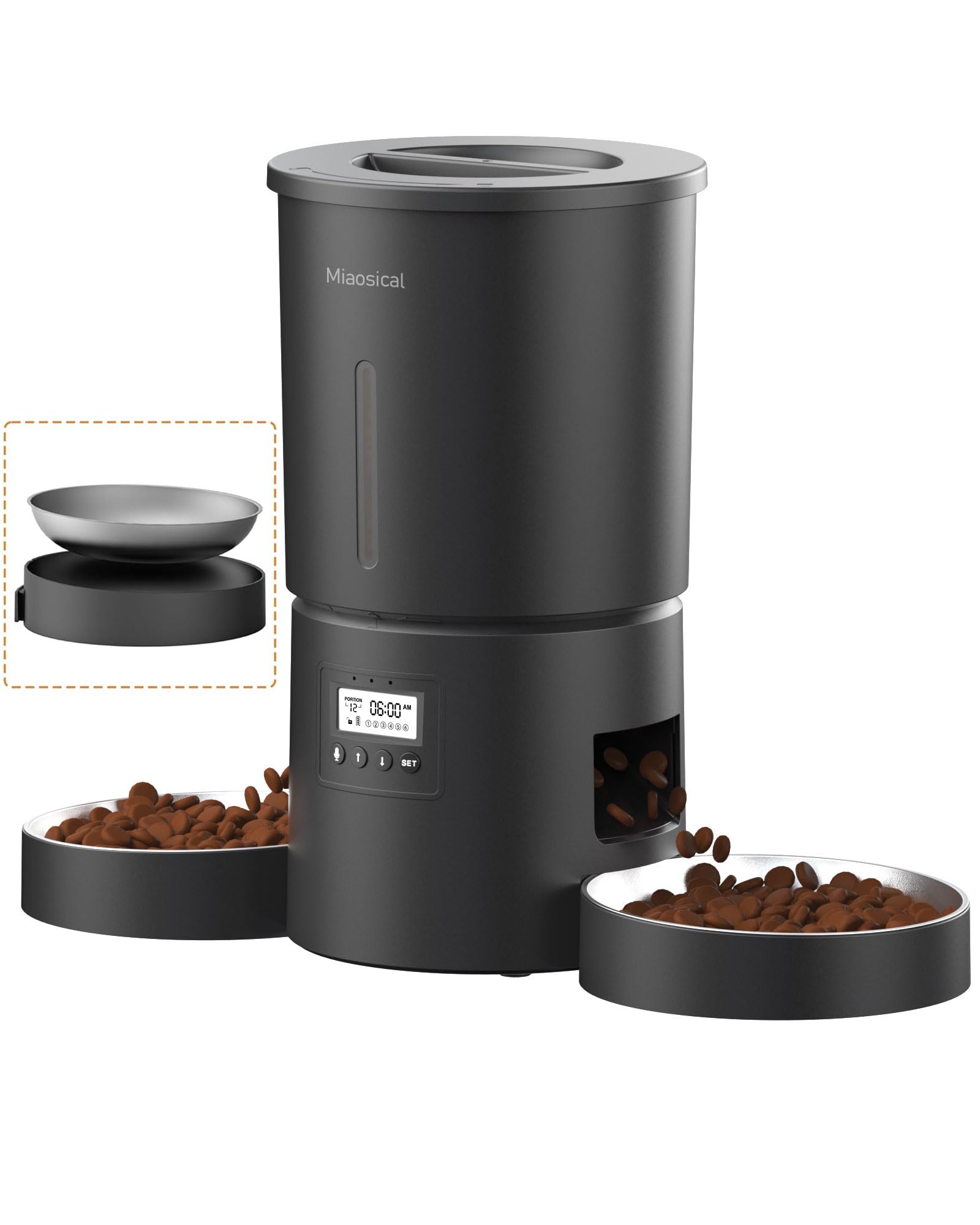 Automatic Cat Feeder 2 Cats, 4.2L Dry Food Auto Dispenser with Double Bowls,Dual Power Supply,Programmable Portion Control,10s V