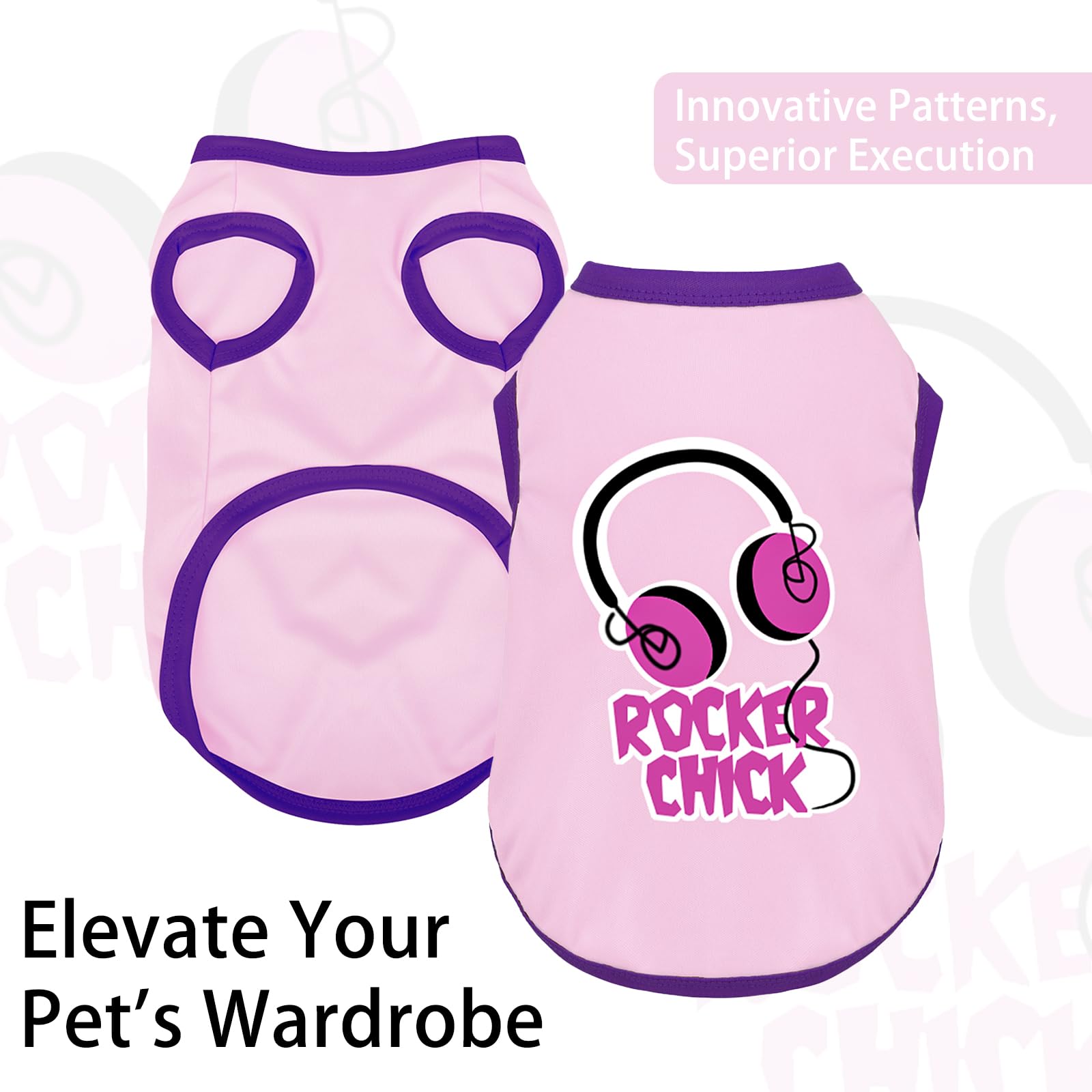 Color-Blocked Dog Tank Top With Playful Heat Transfer Designs - Lightweight Polyester Shirt For Small,Mediumdogs, Perfect For Ca