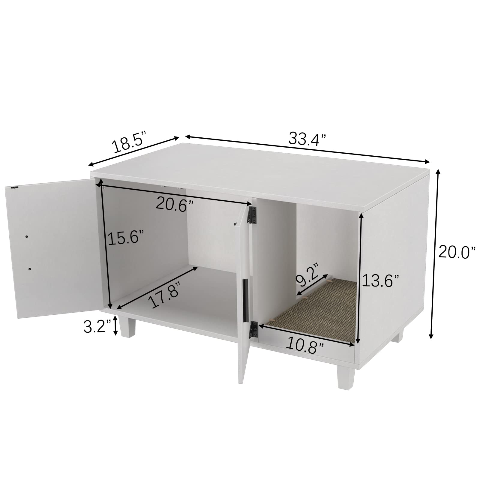 Gdlf Modern Wood Pet Crate Cat Washroom Hidden Litter Box Enclosure Furniture House As Table Nightstand With Scratch Pad,Stackable (White)