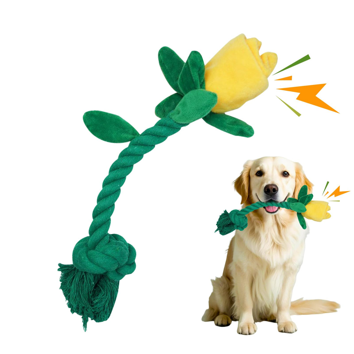 Wunive Octopus Dog Toys,Plush Puppy Toy,Squeaky Plush Puppy Dog Chew Toys For Small Medium Large Dogs (Yellow Rose-B)
