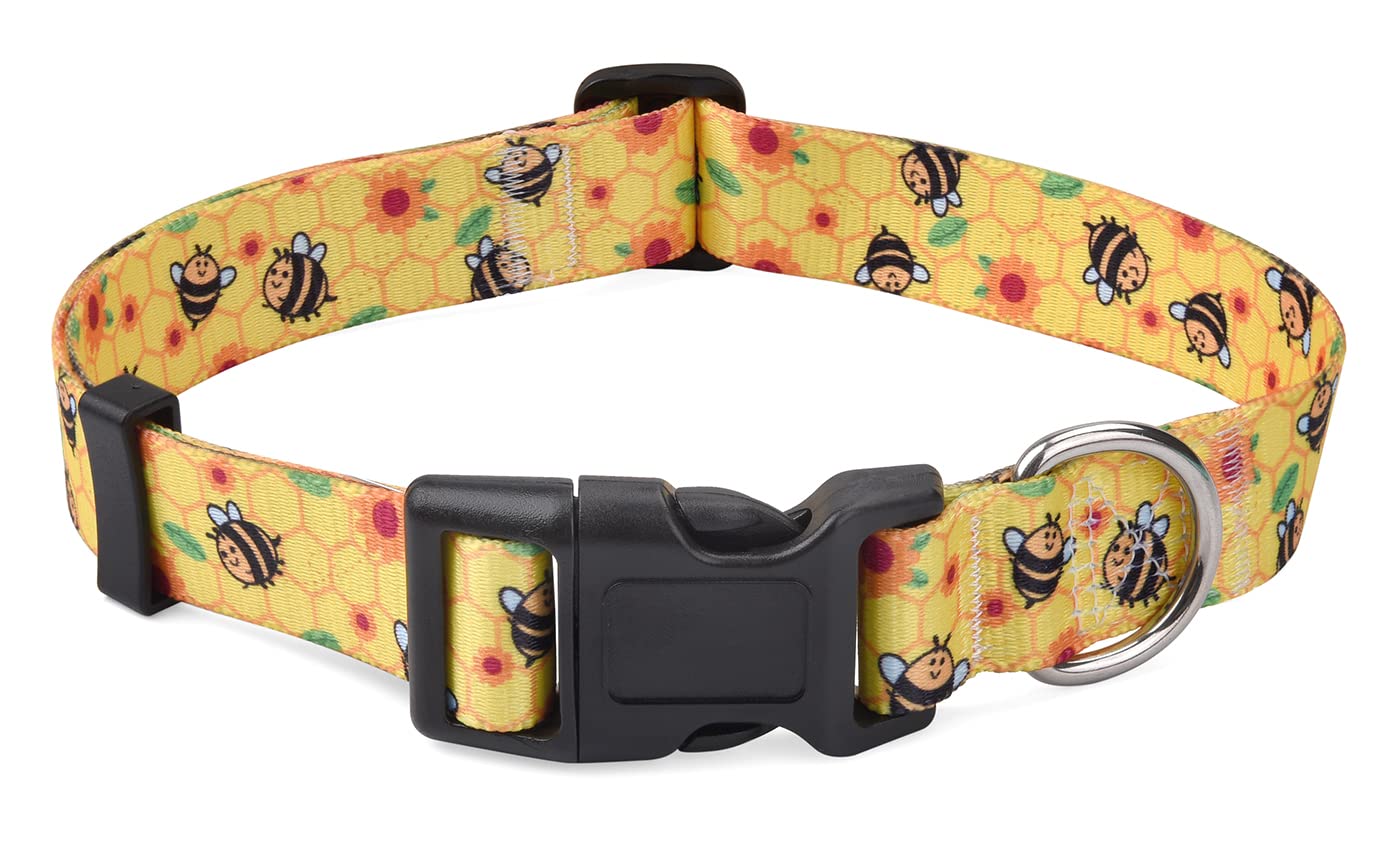 Mihqy Dog Collar With Bohemia Floral Tribal Geometric Patterns - Soft Ethnic Style Collar Adjustable For Small Medium Large Dogs(Bee,Xs)