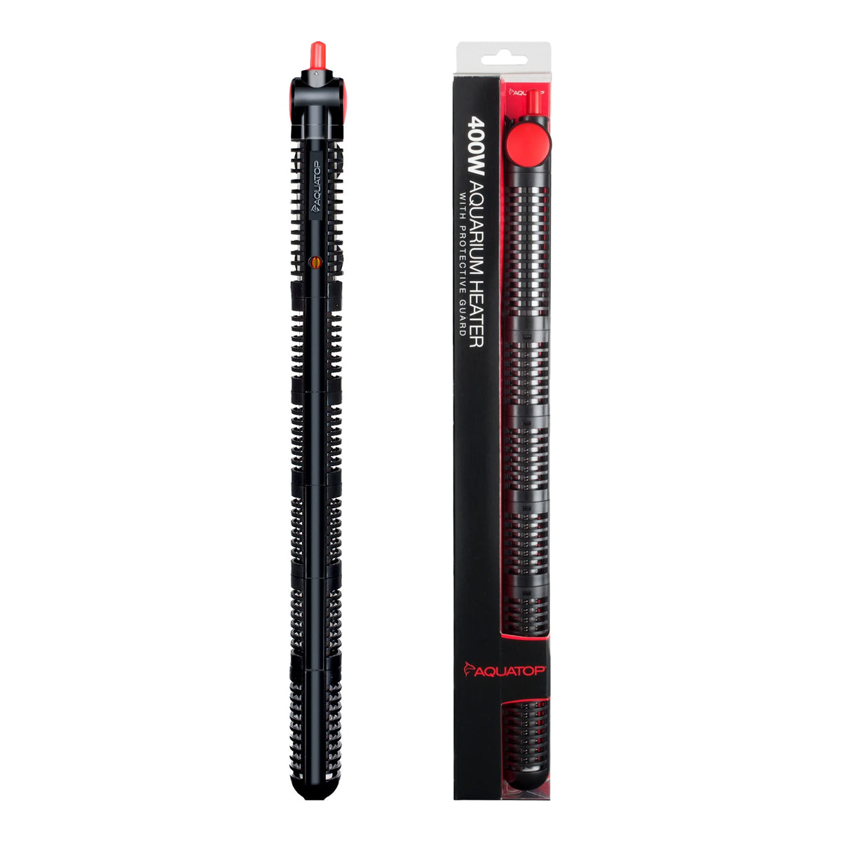 Aquatop 400W Premier Glass Heater With Protective Guard - Fully Submersible For Fish Tanks Up To 130 Gallons 68-93F Adjustable T