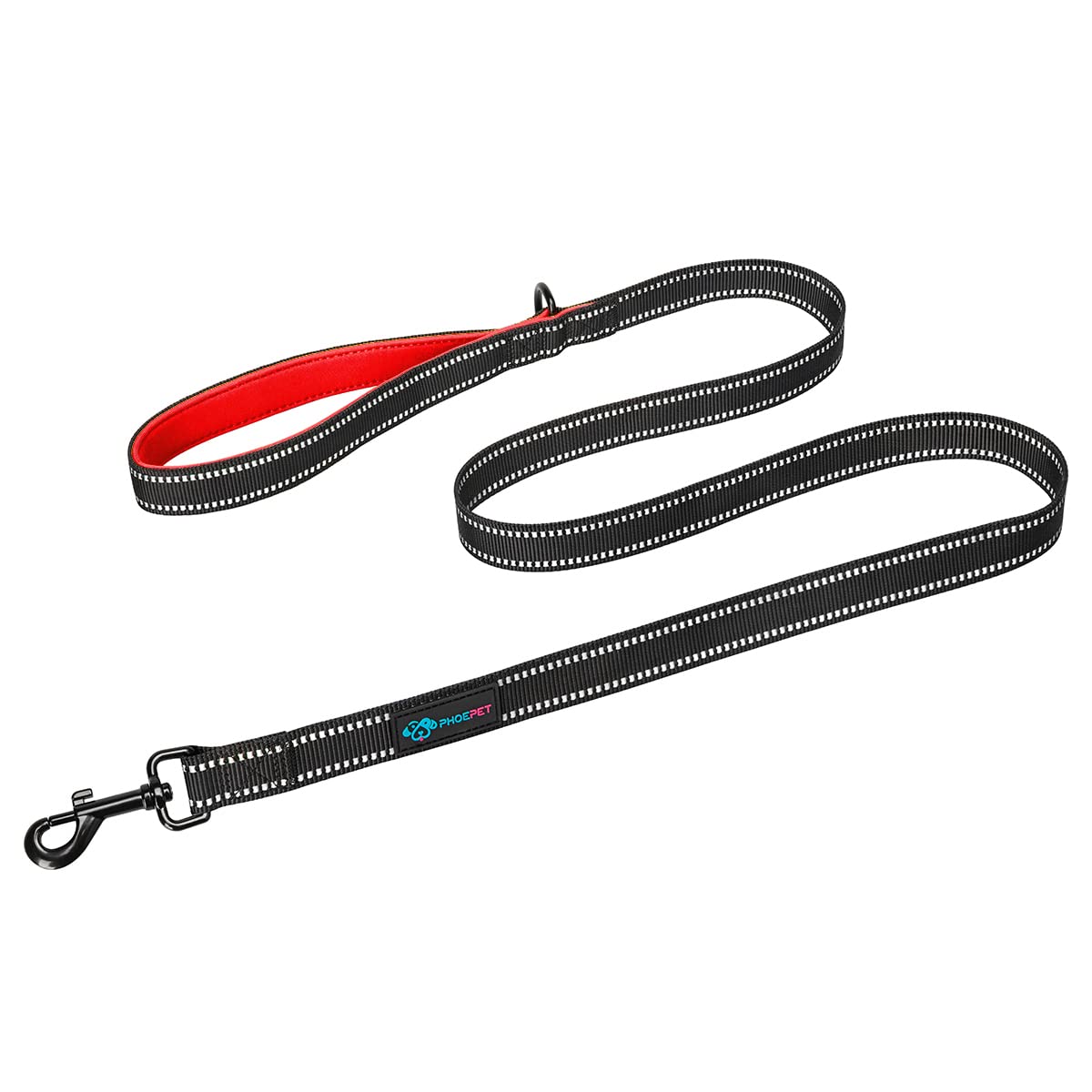 Phoepet 5 Feet Heavy Duty Dog Leash - Reflective - Soft Padded Handle Traffic Grip For Extra Control (L,Red)