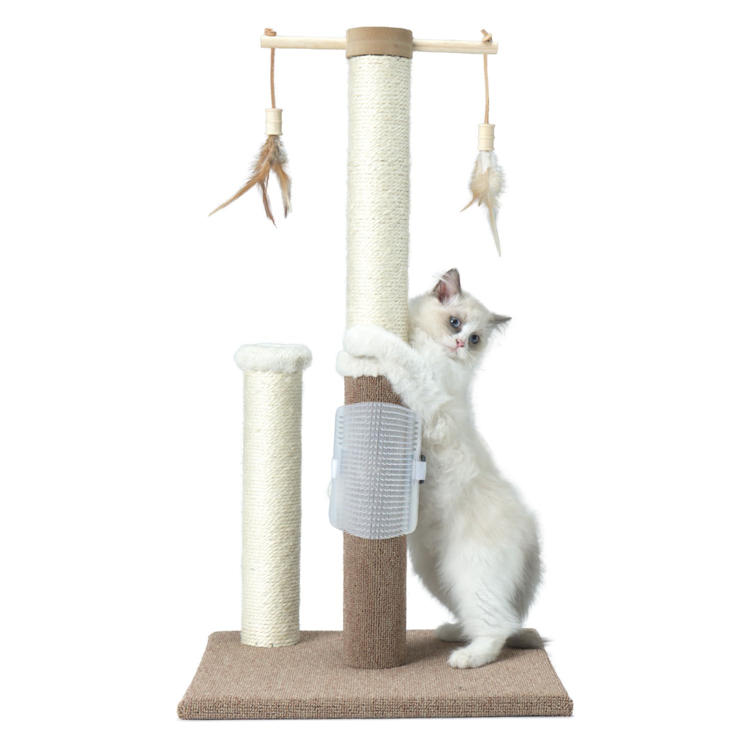 Pawsfans Cat Scratching Post 30 Inches Tall Sisal Carpet Vertical Scratch Posts For Indoor Cats And Kittens,With Hanging Ball An