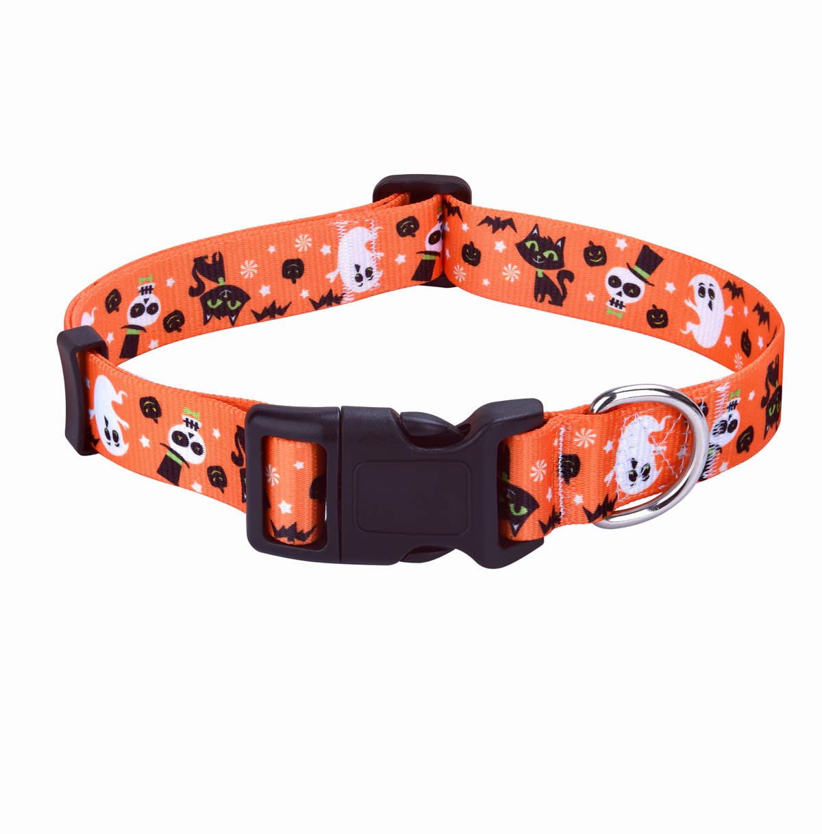 Hqyddmi Halloween Dog Collar With Pumpkin Bat Cats, Ghosts Print, Soft Comfortable Adjustable Collars For Small Medium Large Dogs(Halloween,M)