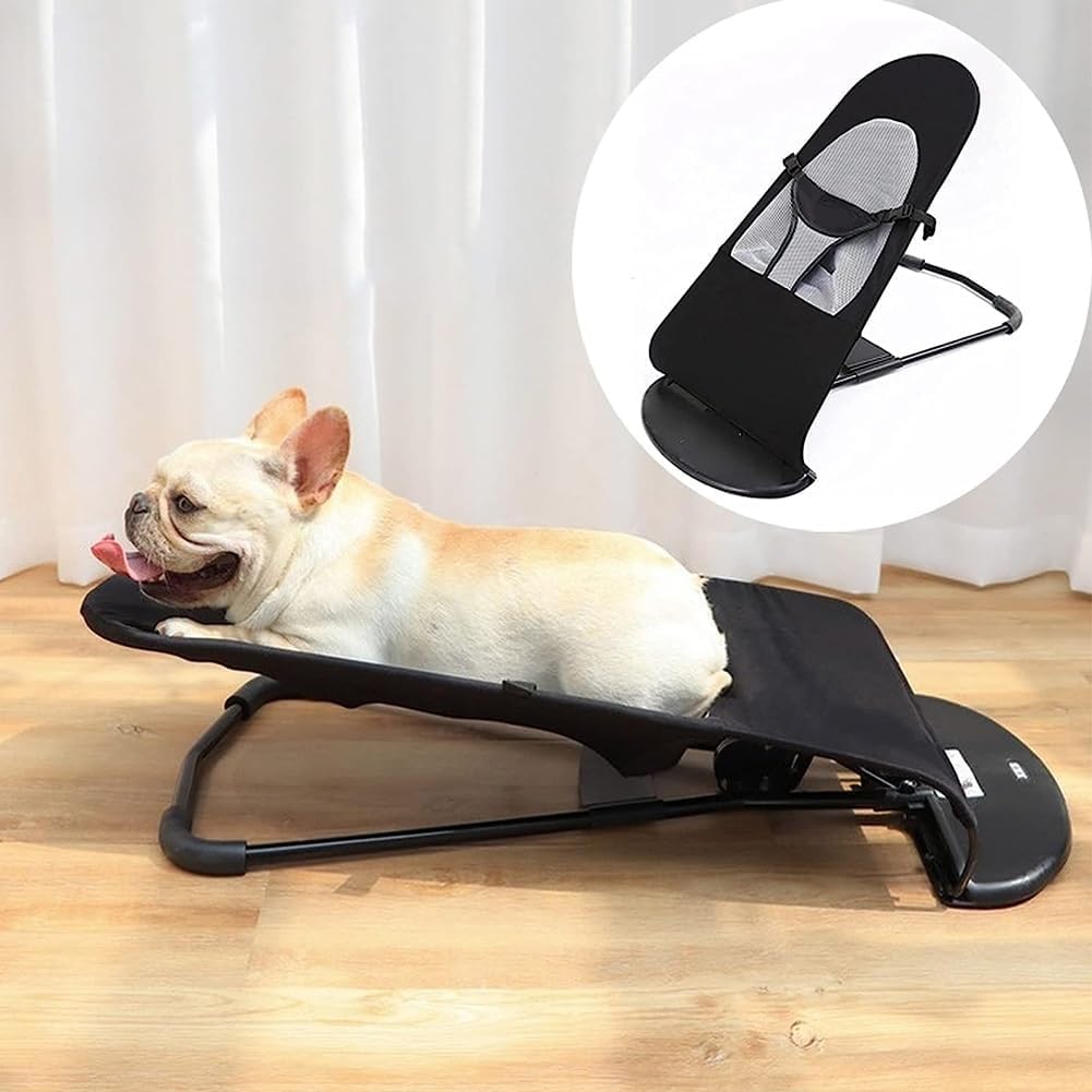 VPGS Dog Cat Rocking Bed Chair With Removable Washable Cover  4 Modes Adjustable Pet Bouncer, Foldable Small Dog Bed for Corgi 