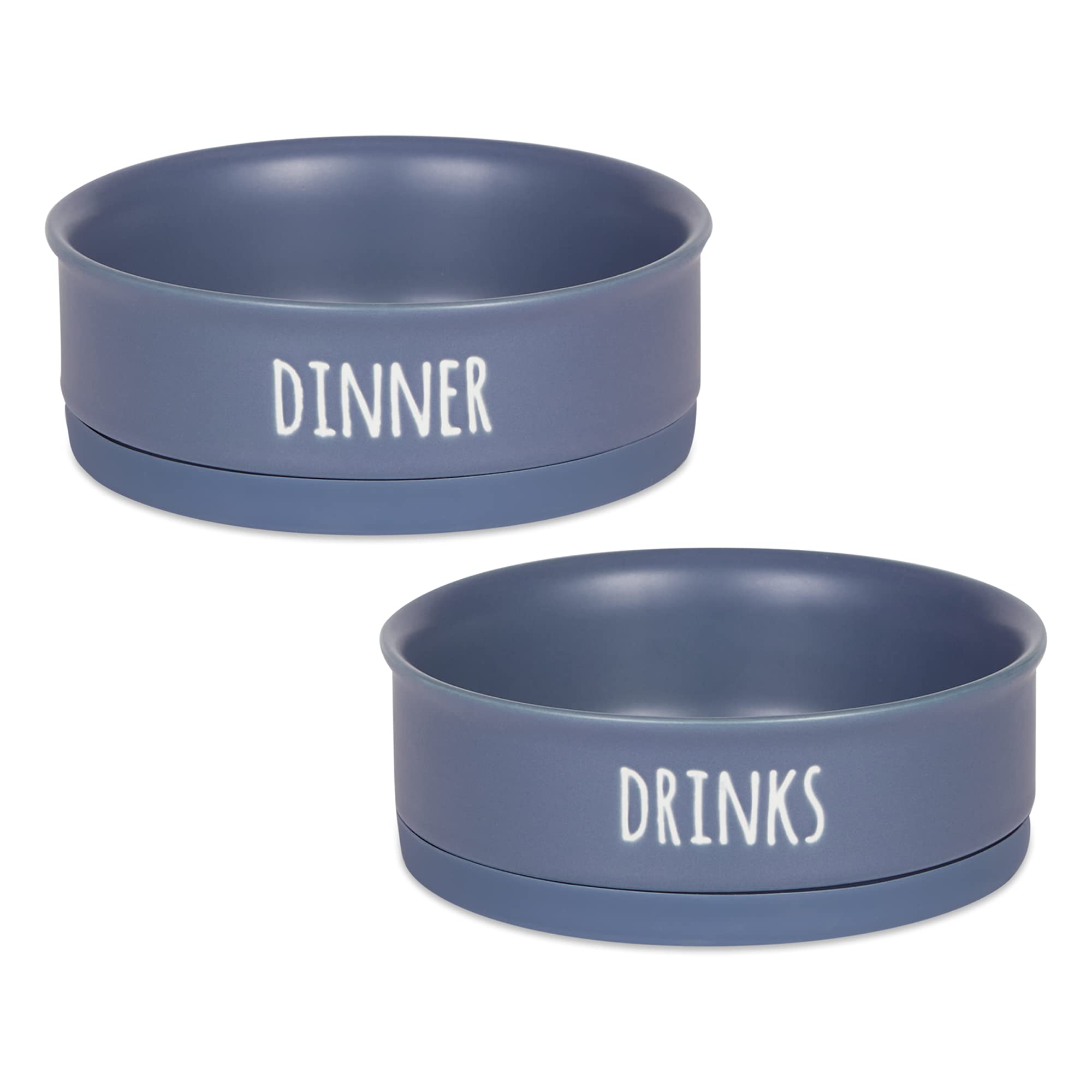 Bone Dry Ceramic Pet Bowls for Dogs & Cats Dishwasher & Microwave Safe, Non-Slip Bottom for Secure Feeding with Less Mess, Mediu