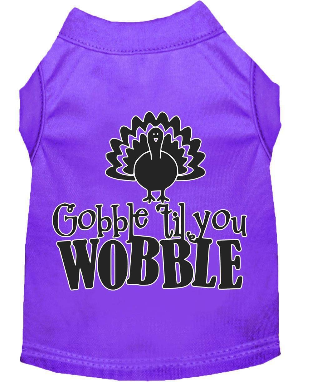 Pet Dog & Cat Shirt Screen Printed, "Gobble Til Ya Wobble" Yellow XL (14-20 lbs.)