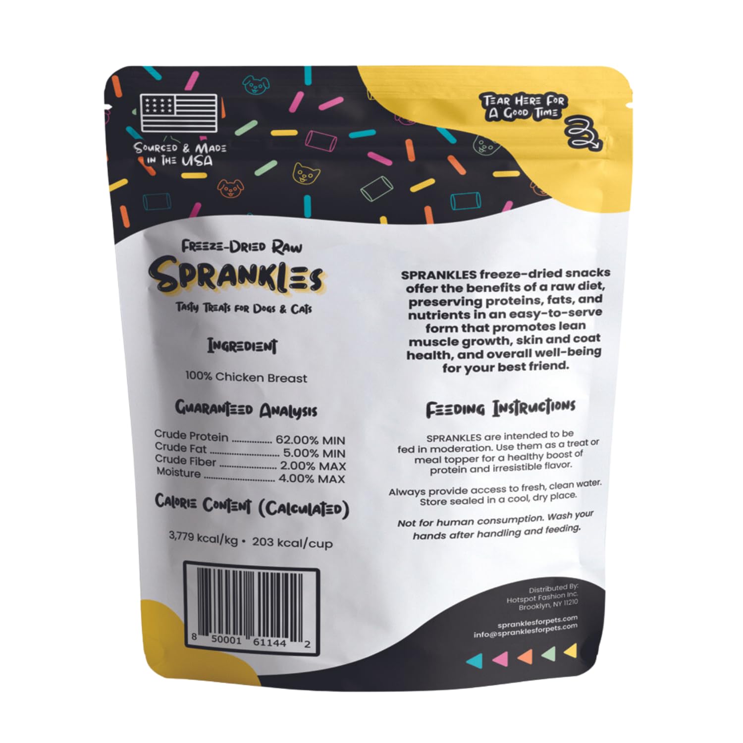 SPRANKLES Freeze Dried Chicken Treats for Cats & Dogs -1LB Big Bag Single Ingredient Chicken Breast All Natural Grain-Free, High